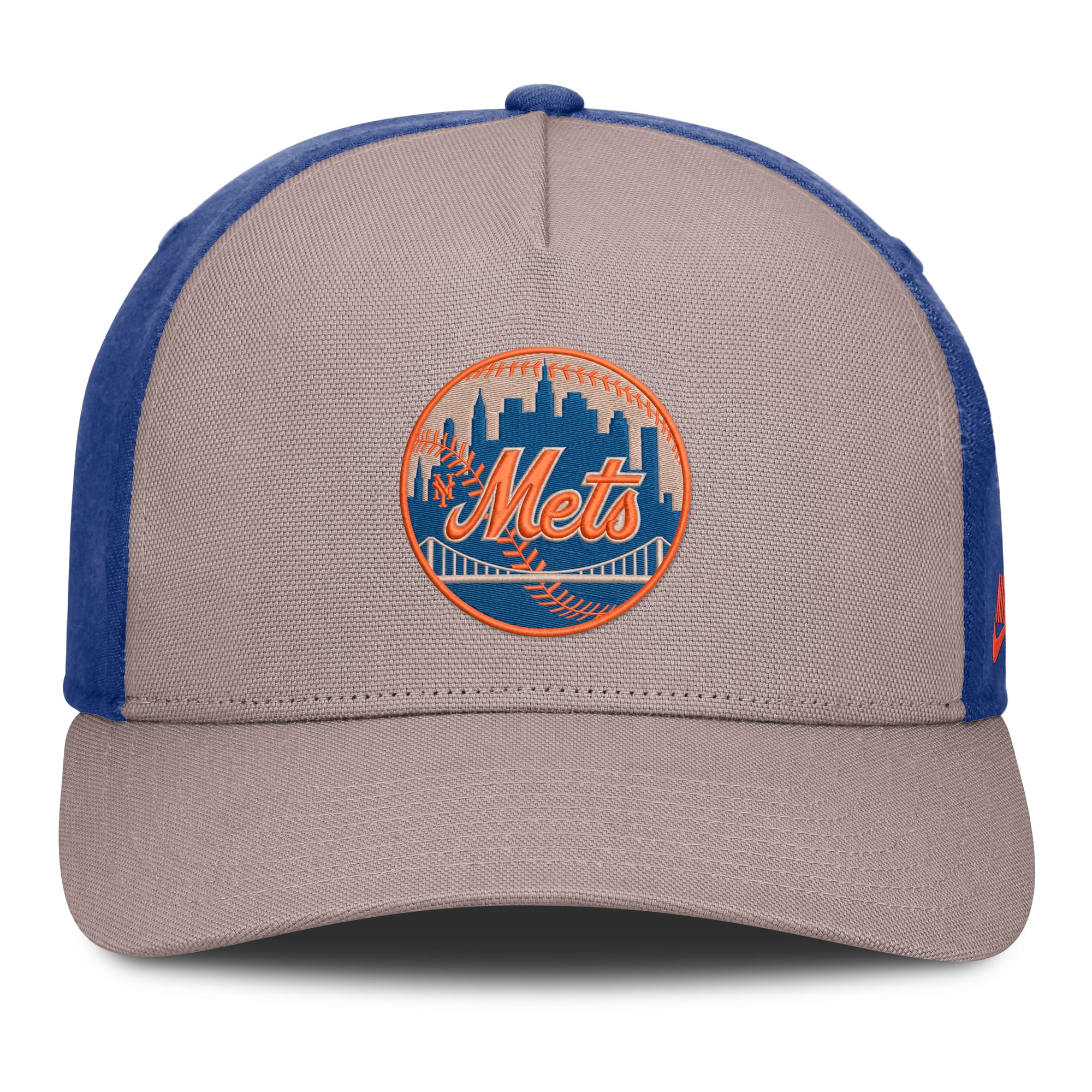 Casquette ajustable Nike pour homme, marron clair/bleu roi, New York Mets Cooperstown Rise, modèle A-Frame