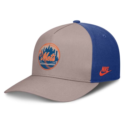 New York Mets Nike Cooperstown Rise A-Frame Adjustable Hat - Light Brown/Royal