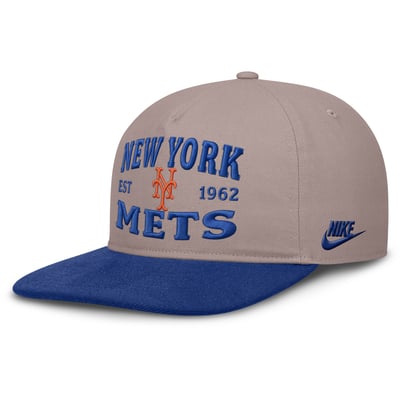 New York Mets Nike Pro A-Frame Adjustable Hat - Light Brown/Royal