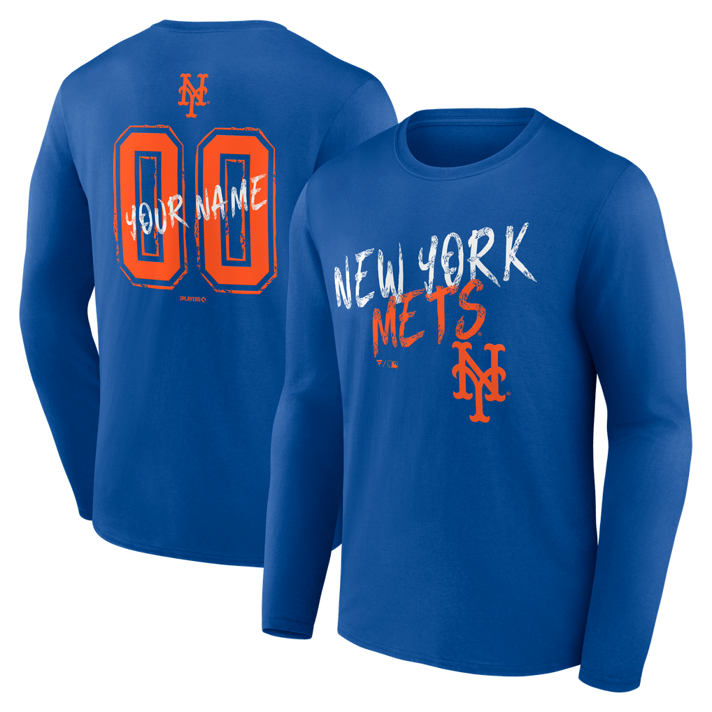 New York Mets  Hustle Personalized Name & Number Long Sleeve T-Shirt - Royal