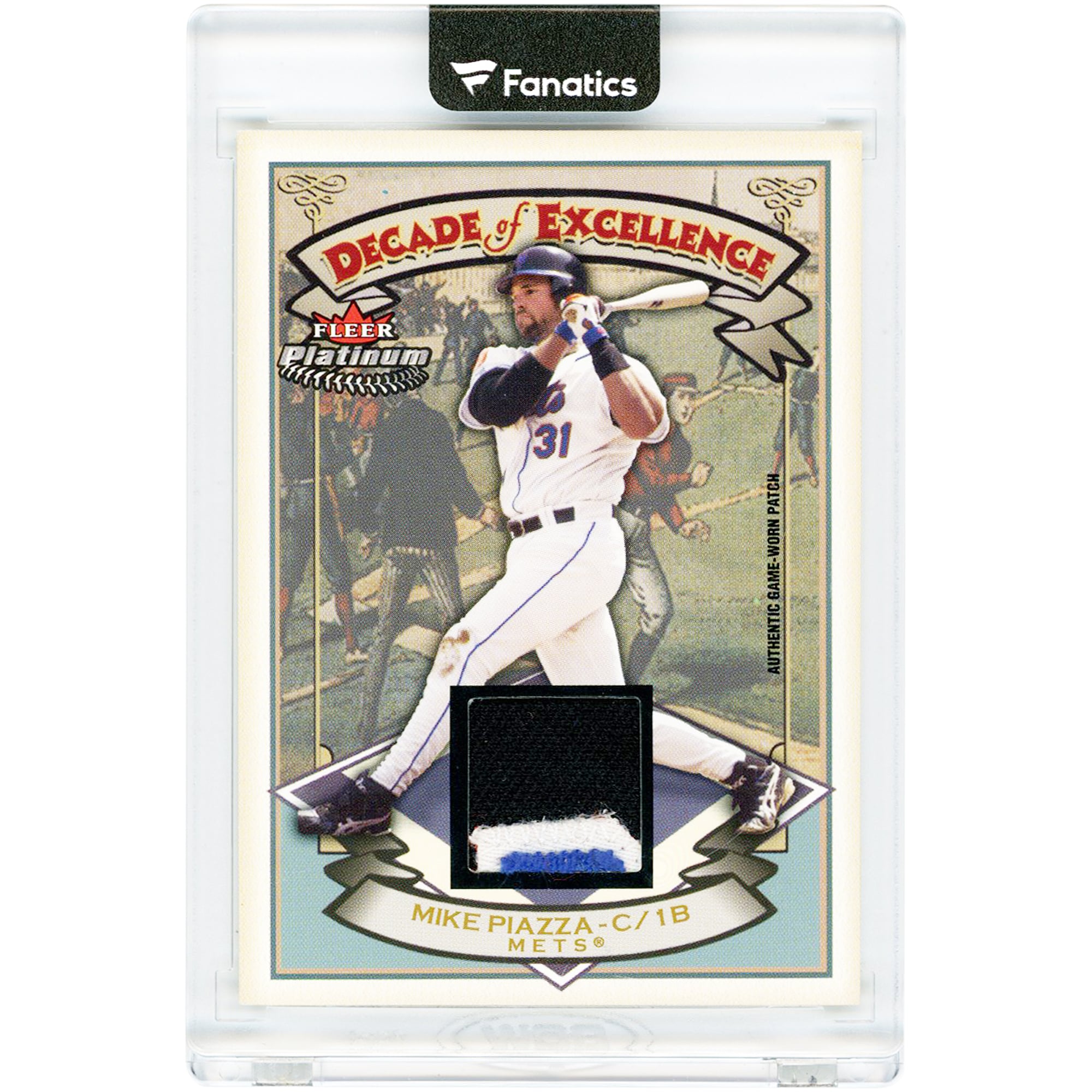 Carte Mike Piazza New York Mets 2005 Fleer Platinum Decade Of Excellence Match Used Tri-Color Jersey Relic #DE-MP #3/10