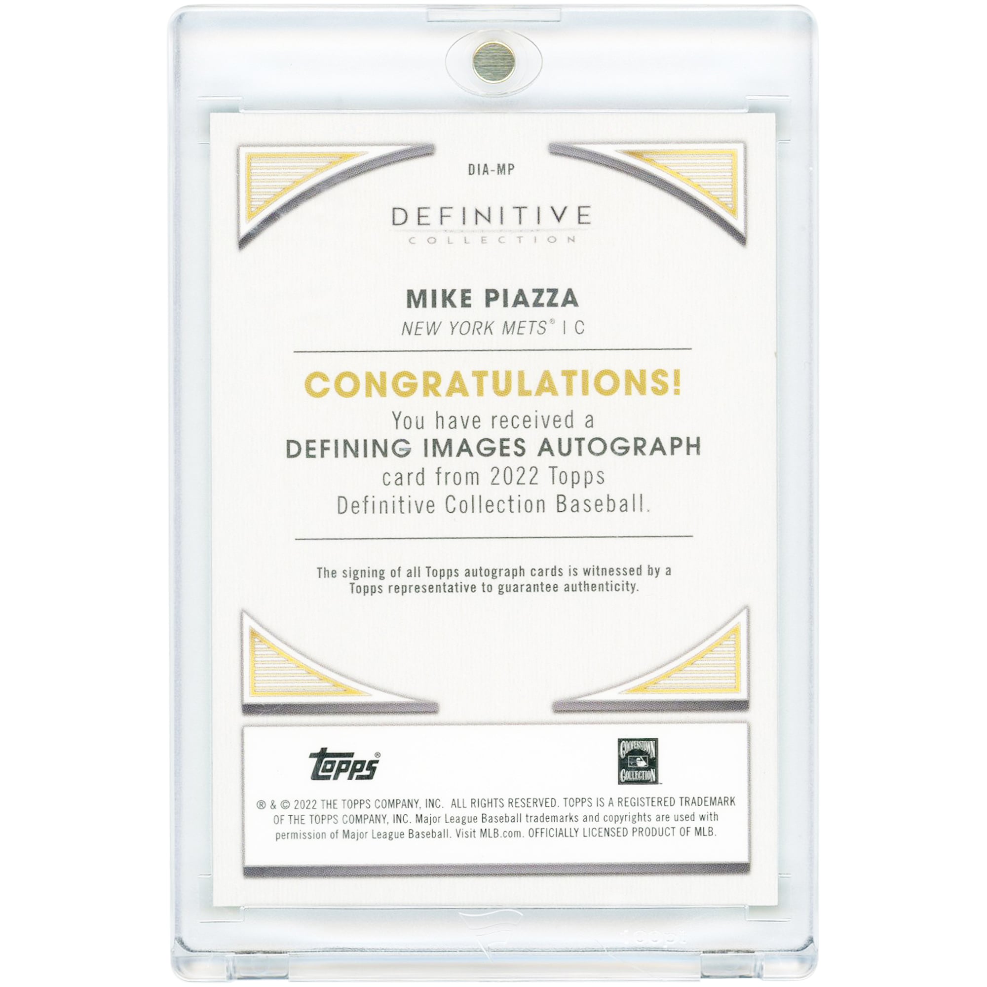 Mike Piazza New York Mets Autographed 2022 Topps Definitive Collection Green #DIA-MP #2/10 Card