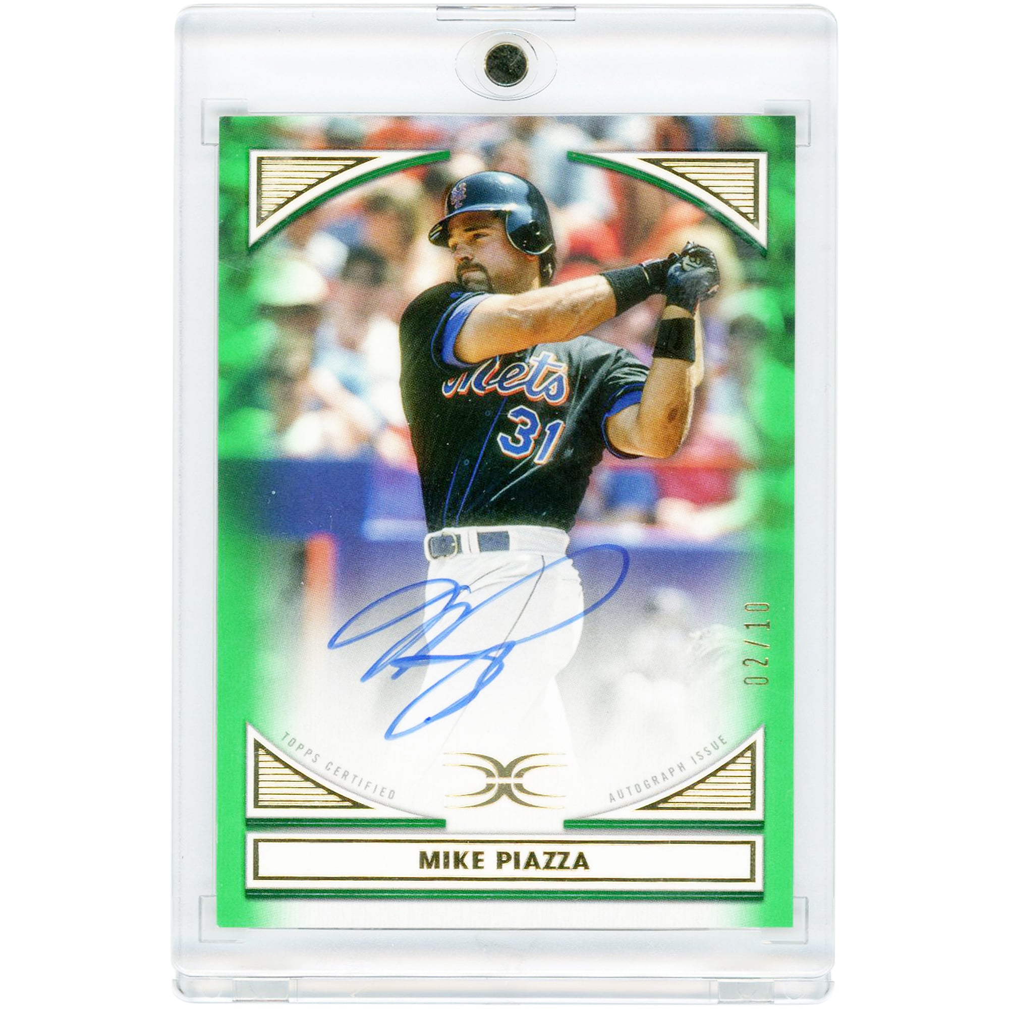 Mike Piazza New York Mets Autographed 2022 Topps Definitive Collection Green #DIA-MP #2/10 Card