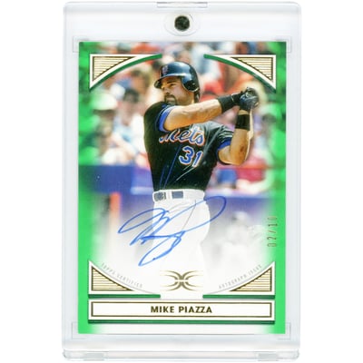 Mike Piazza New York Mets Autographed 2022 Topps Definitive Collection Green #DIA-MP #2/10 Card