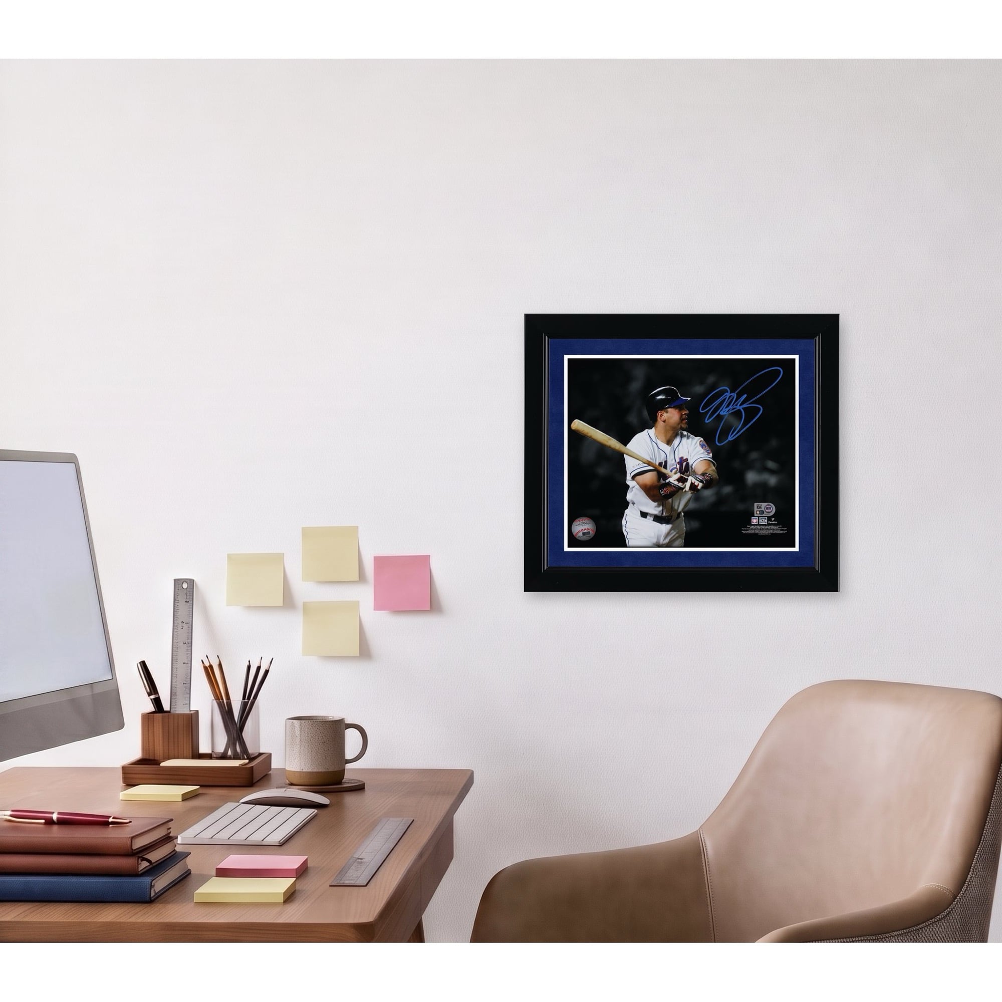 Photographie autographiée de Mike Piazza des New York Mets, 8" x 10"