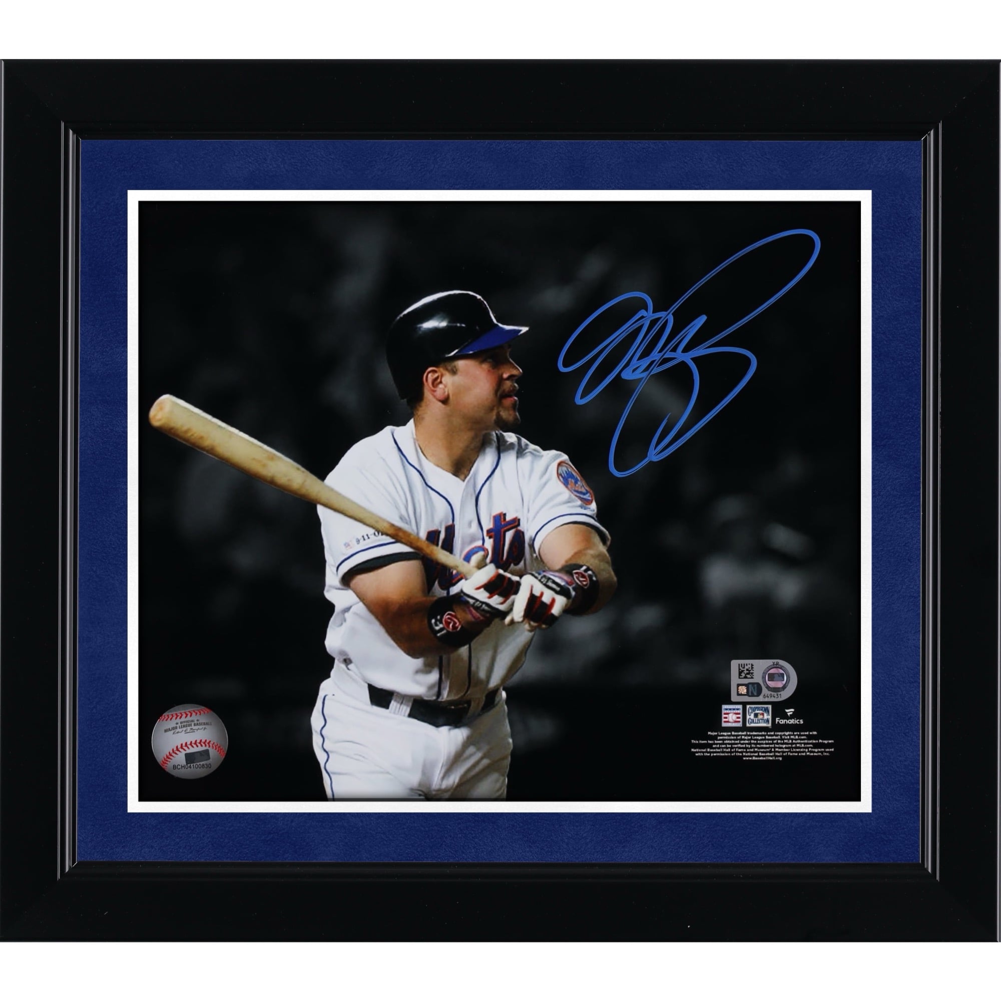 Photographie autographiée de Mike Piazza des New York Mets, 8" x 10"