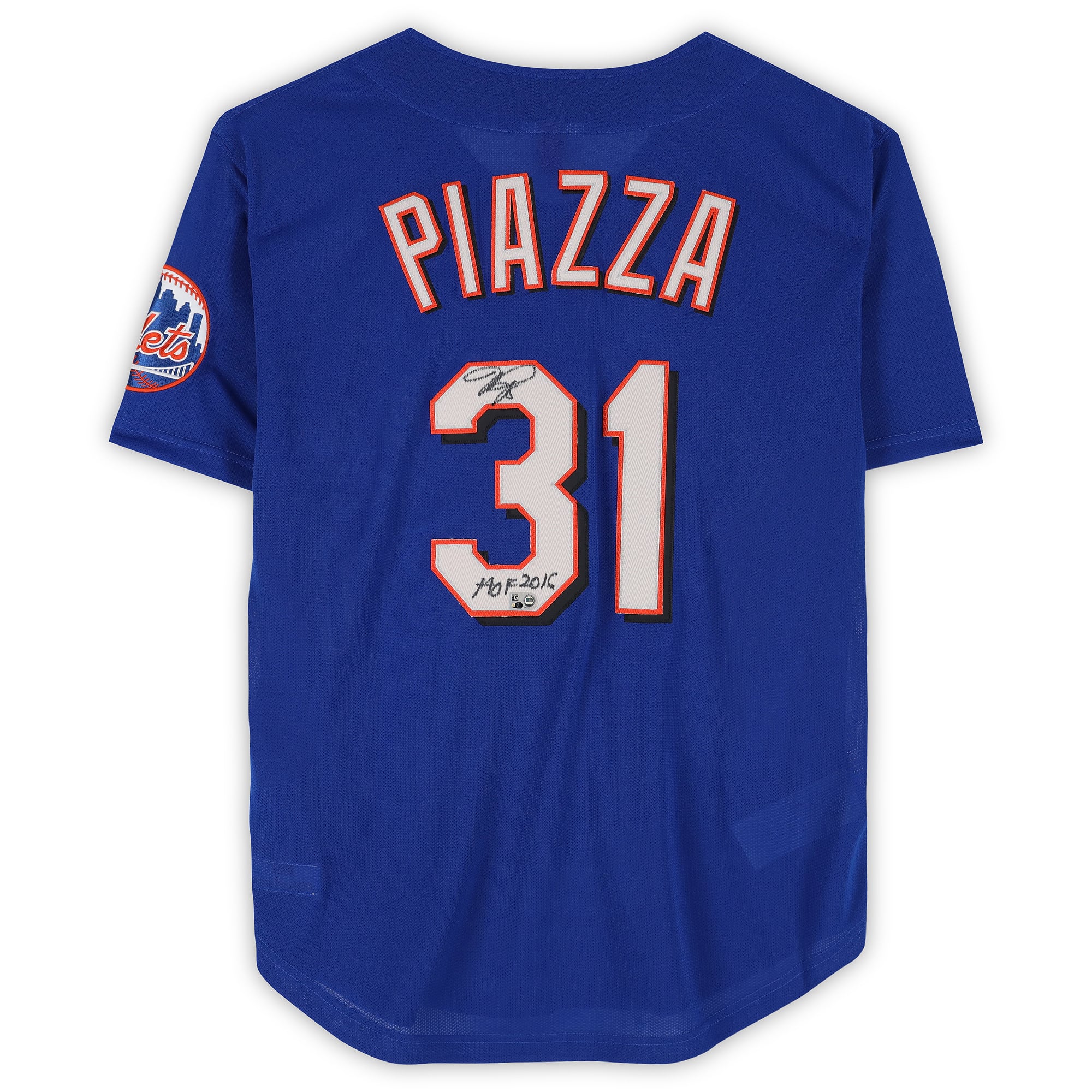 Mike Piazza New York Mets Autographed Mitchell and Ness Blue Batting Practice Replica Jersey with "HOF 2016" Inscription