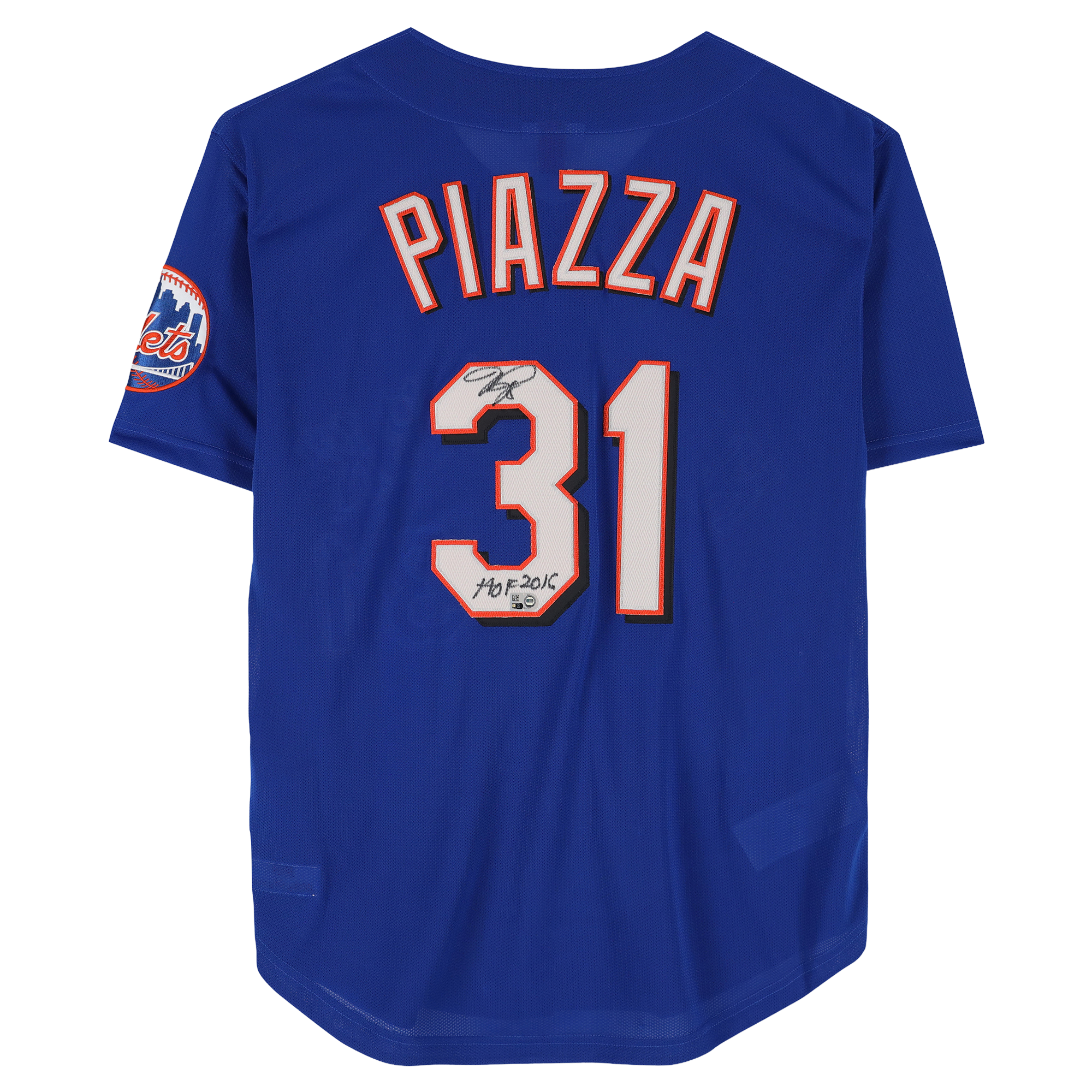 Mike Piazza New York Mets Autographed Mitchell and Ness Blue Batting Practice Replica Jersey with "HOF 2016" Inscription