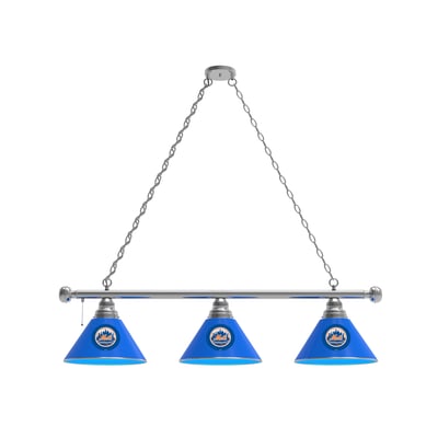 New York Mets 3-Shade Billiard Light with Chrome Fixture