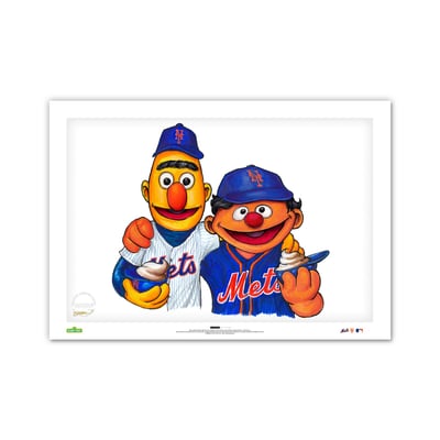 New York Mets Bert & Ernie Limited Edition 24" x 36" Sesame Street Art Print