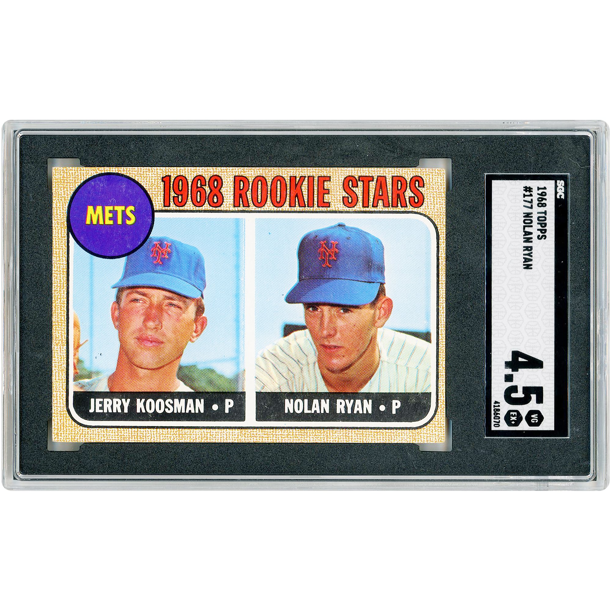 Carte de recrue Nolan Ryan, New York Mets, 1968 Topps n° 177, authentifiée SGC, note 4,5