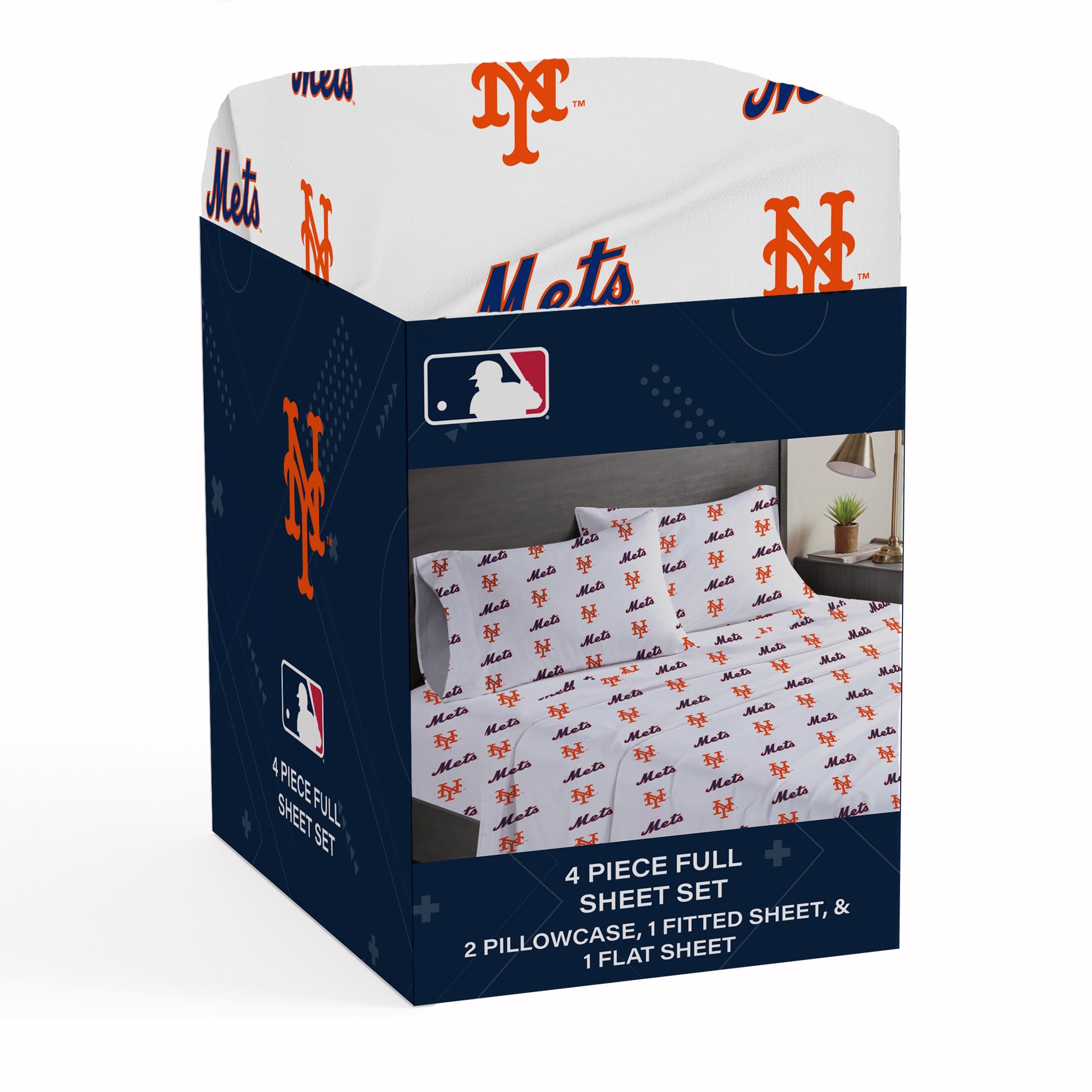 Ensemble de draps complets quatre pièces Pegasus New York Mets