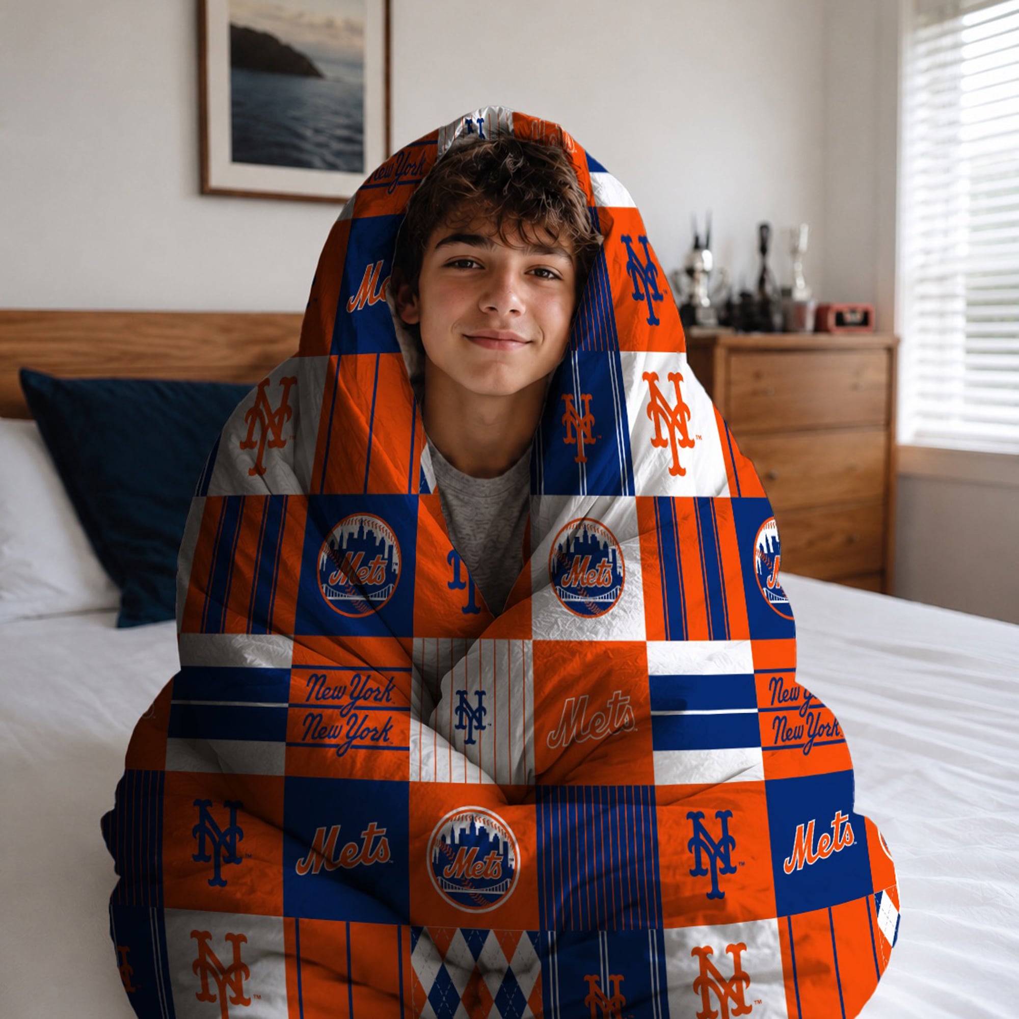 Pegasus New York Mets Patchwork Plaid Two-Piece Twin/Twin XL Bed in a Bag Set