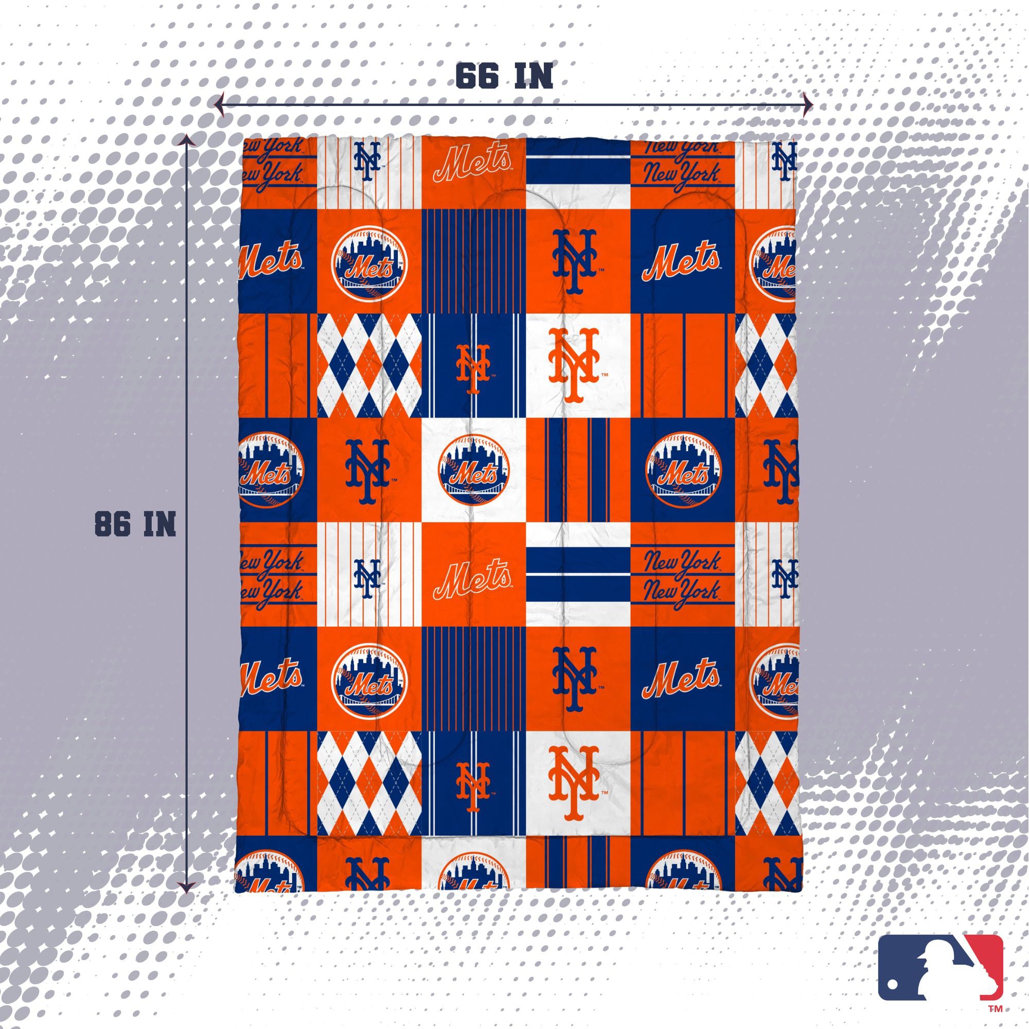 Pegasus New York Mets Patchwork Plaid Two-Piece Twin/Twin XL Bed in a Bag Set