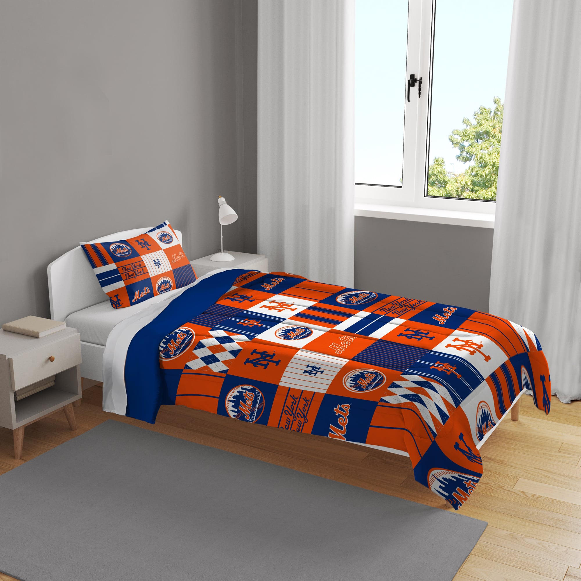 Pegasus New York Mets Patchwork Plaid Two-Piece Twin/Twin XL Bed in a Bag Set