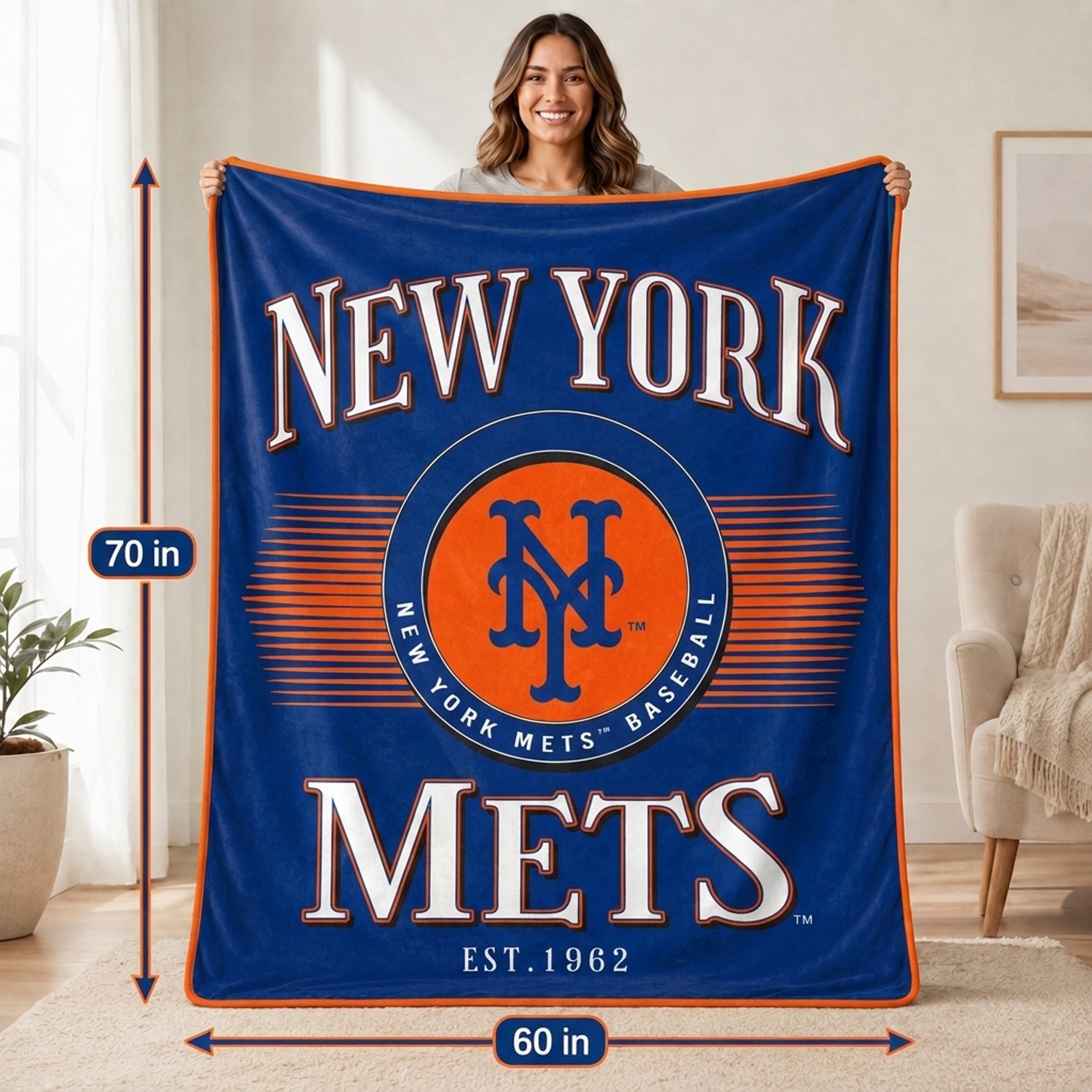 Couverture ultra douce Pegasus New York Mets Spotlight Arch 60" x 70"