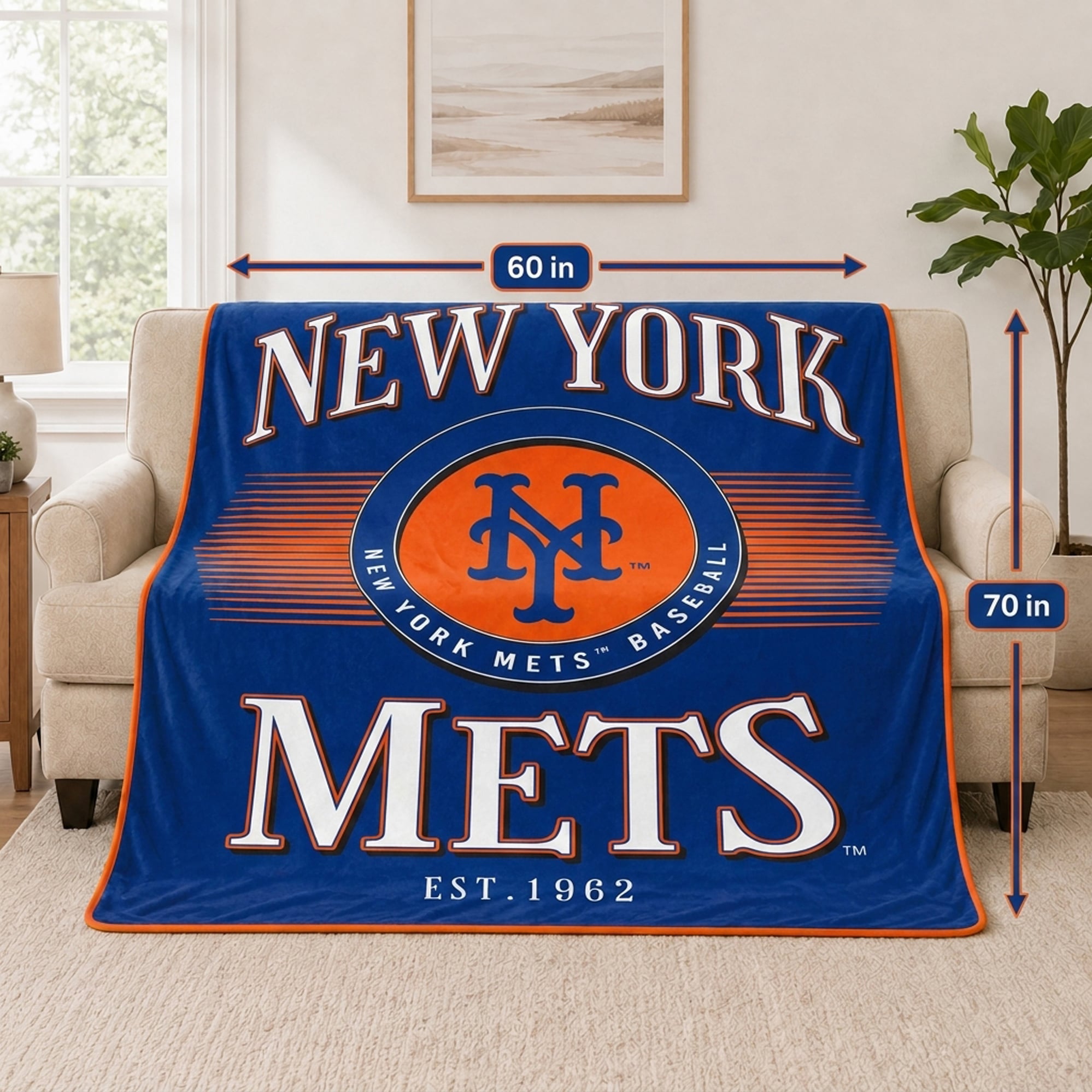 Couverture ultra douce Pegasus New York Mets Spotlight Arch 60" x 70"