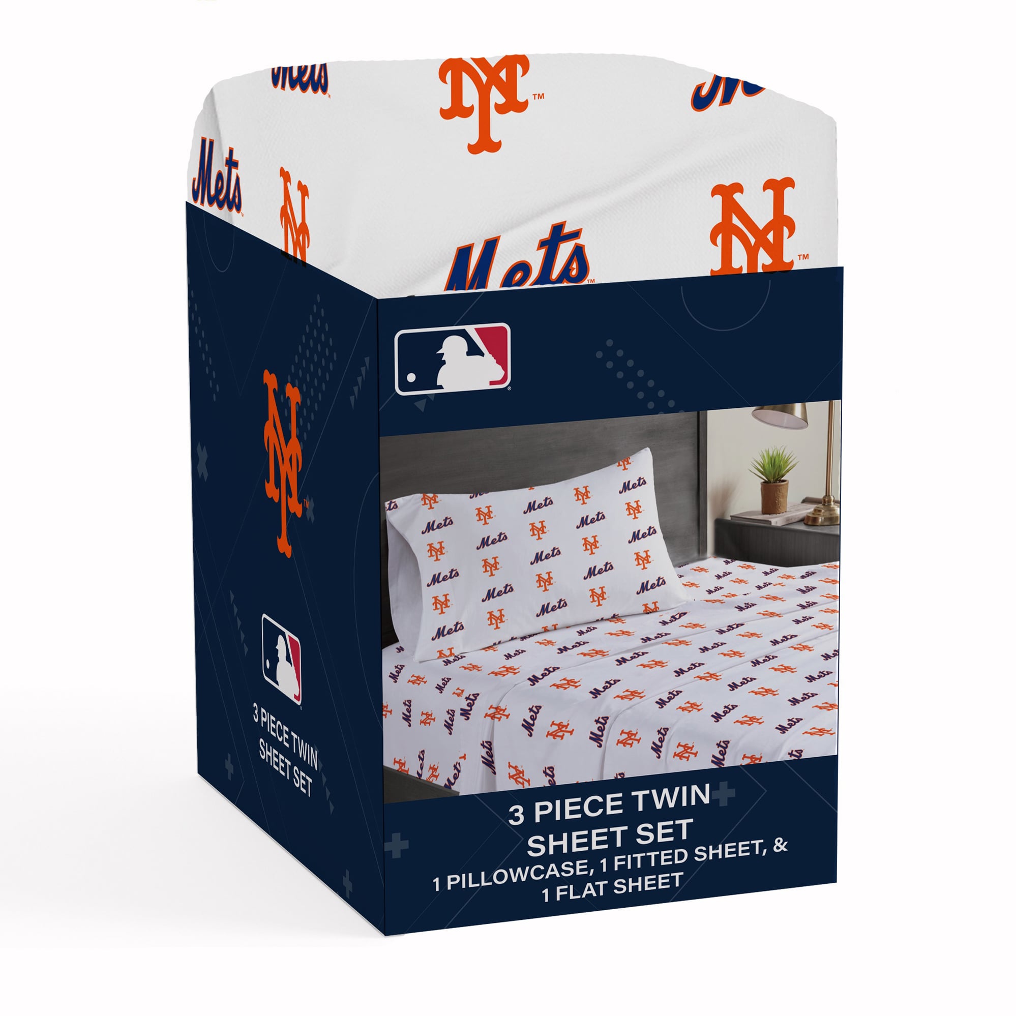 Pegasus New York Mets Three-Piece Twin Sheet Set