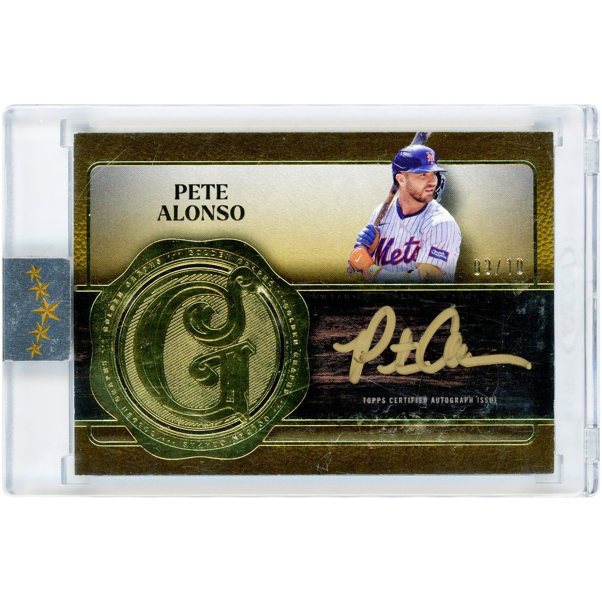 Carte autographiée Pete Alonso (New York Mets) 2025 Topps Five Star Golden Graphs #GG-PA #3/10