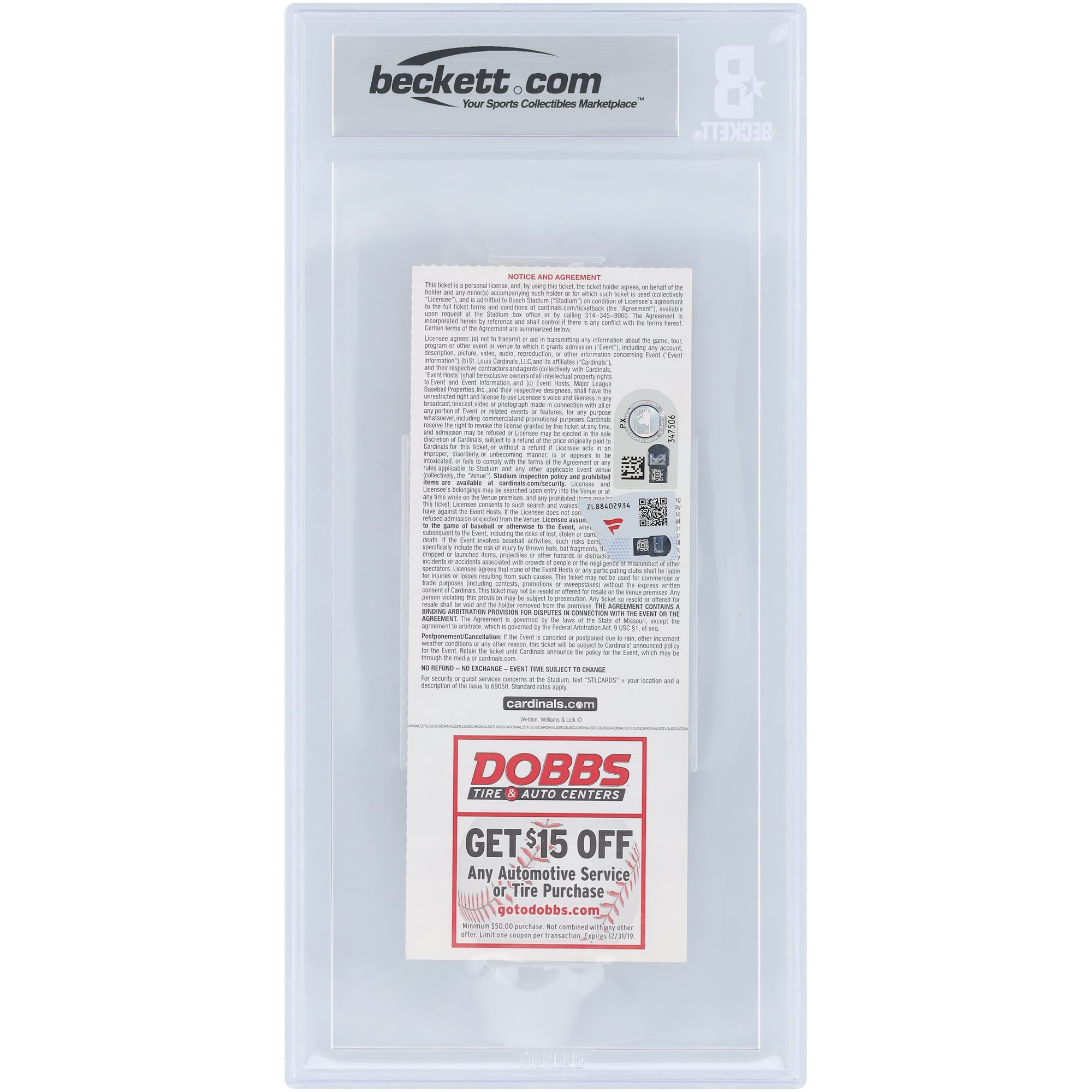 Billet authentifié Beckett Fanatics Witnessed Auto 10 du 19 avril 2019, signé par Pete Alonso des Mets de New York, avec la mention « 6e circuit en carrière ».