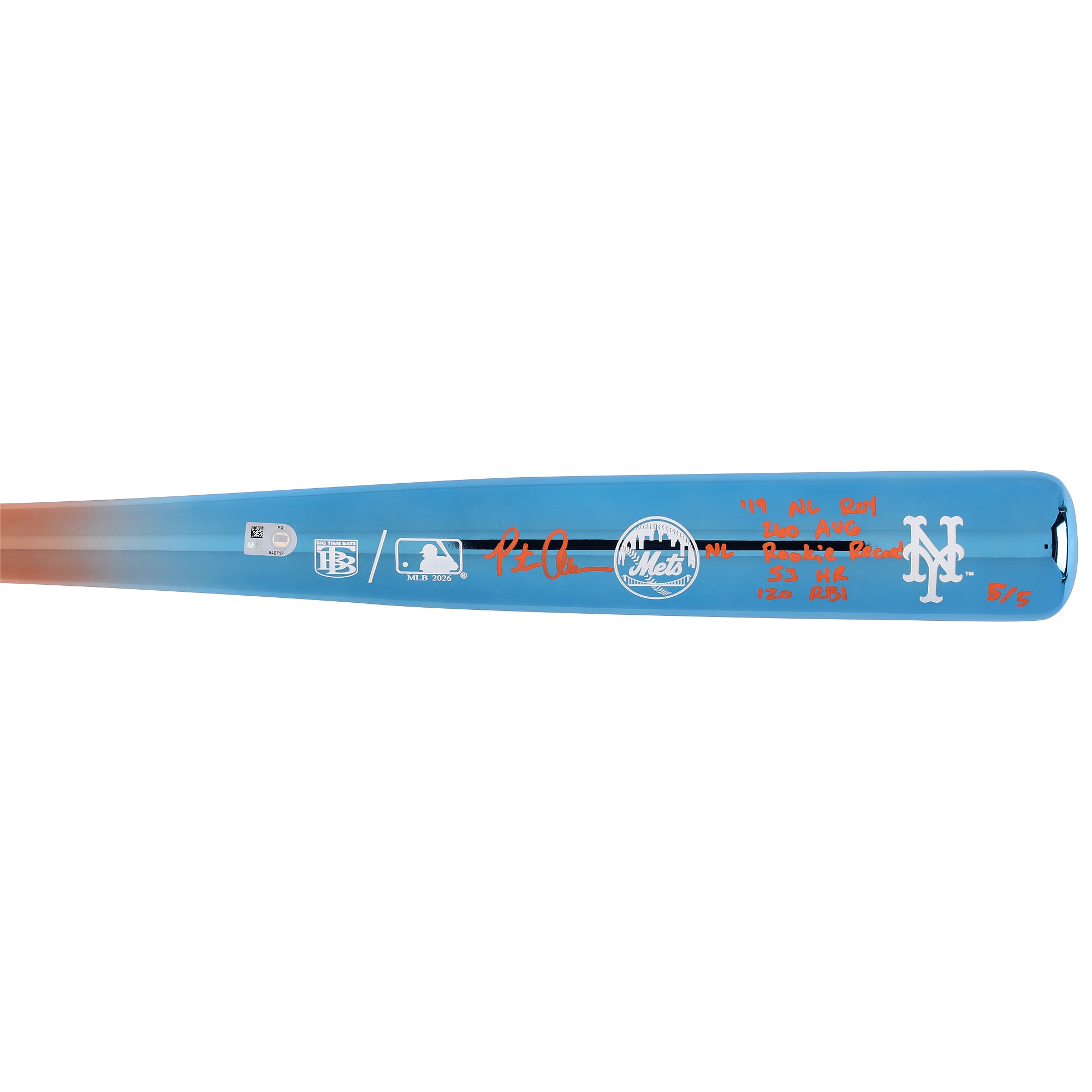 Pete Alonso New York Mets Autographed Big Time Bats Chrome Bat with Multiple Inscriptions