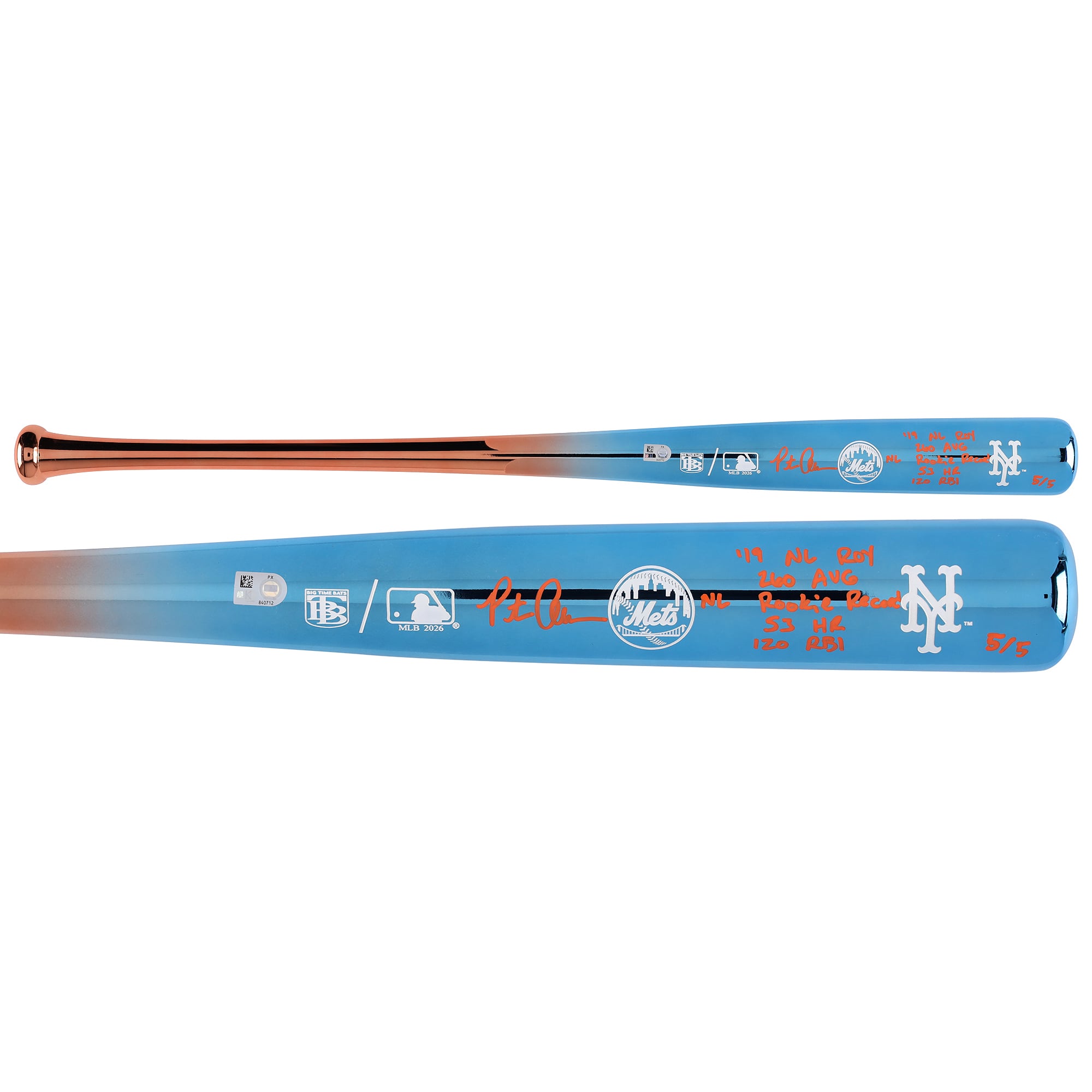Pete Alonso New York Mets Autographed Big Time Bats Chrome Bat with Multiple Inscriptions