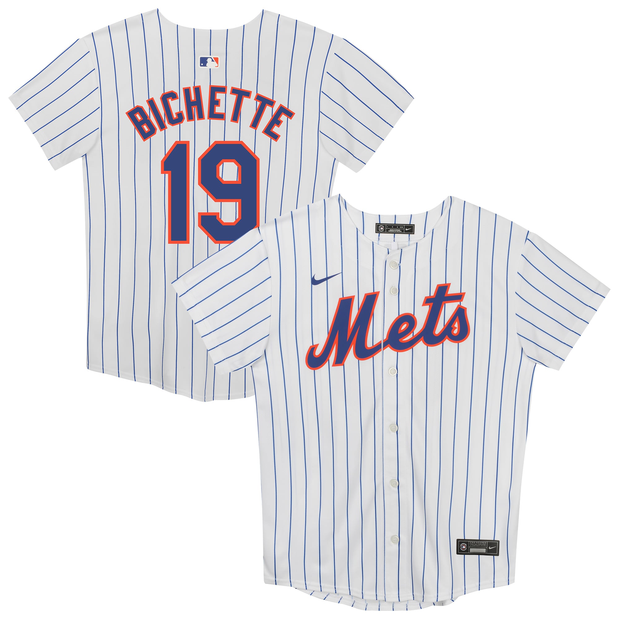 Maillot domicile Nike Bo Bichette blanc des Mets de New York pour enfants d'âge préscolaire
