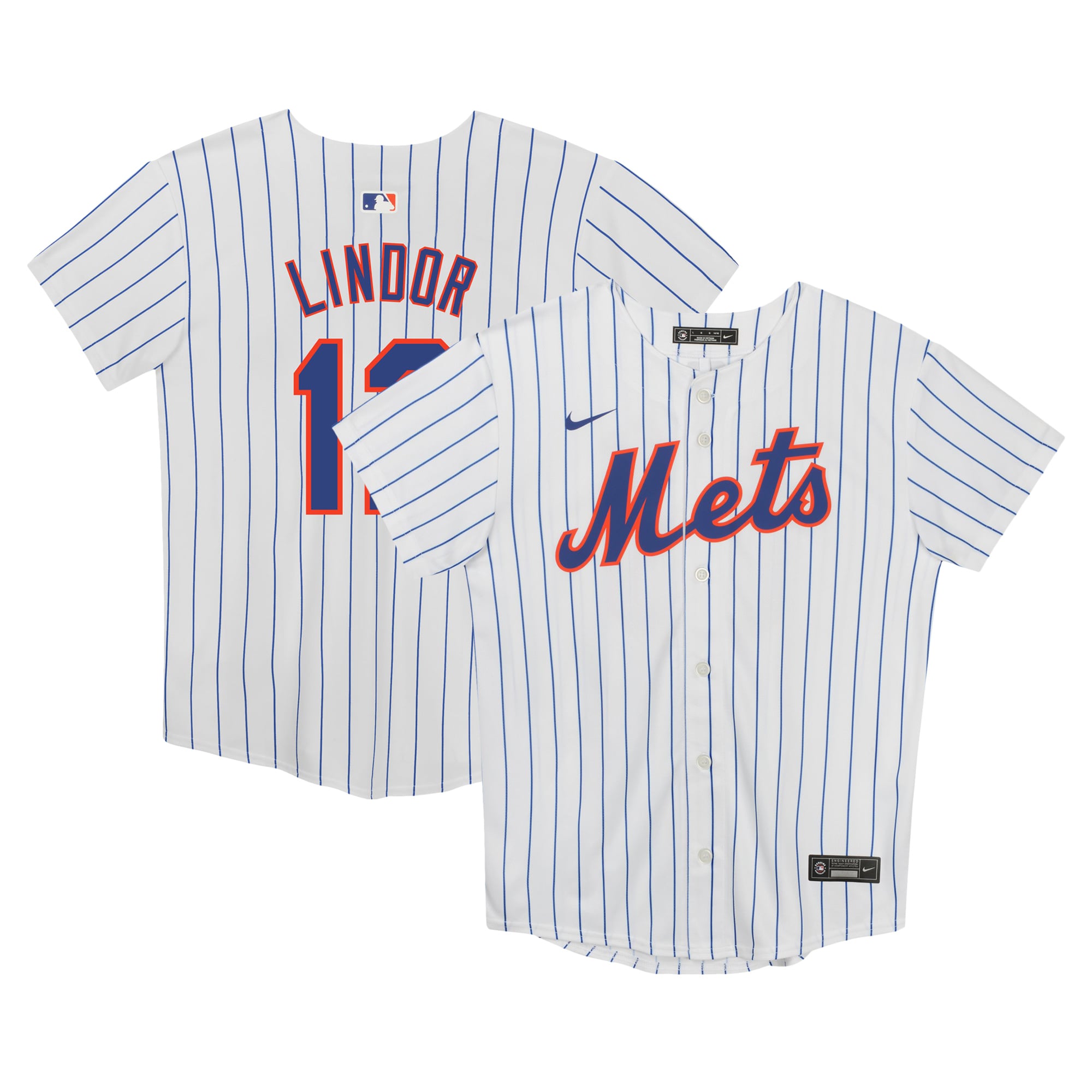 Maillot de jeu à domicile Nike Francisco Lindor pour enfants d'âge préscolaire, blanc, New York Mets