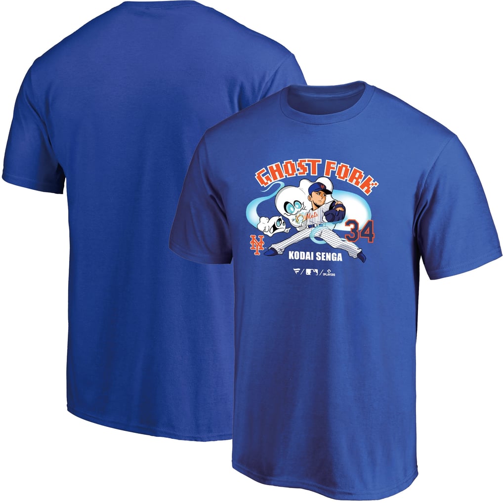 Fanatics メッツ 千賀滉大 ゴーストフォーク イラスト Tシャツ ブルー