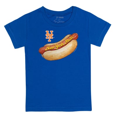 New York Mets Tiny Turnip Toddler Hot Dog T-Shirt - Royal