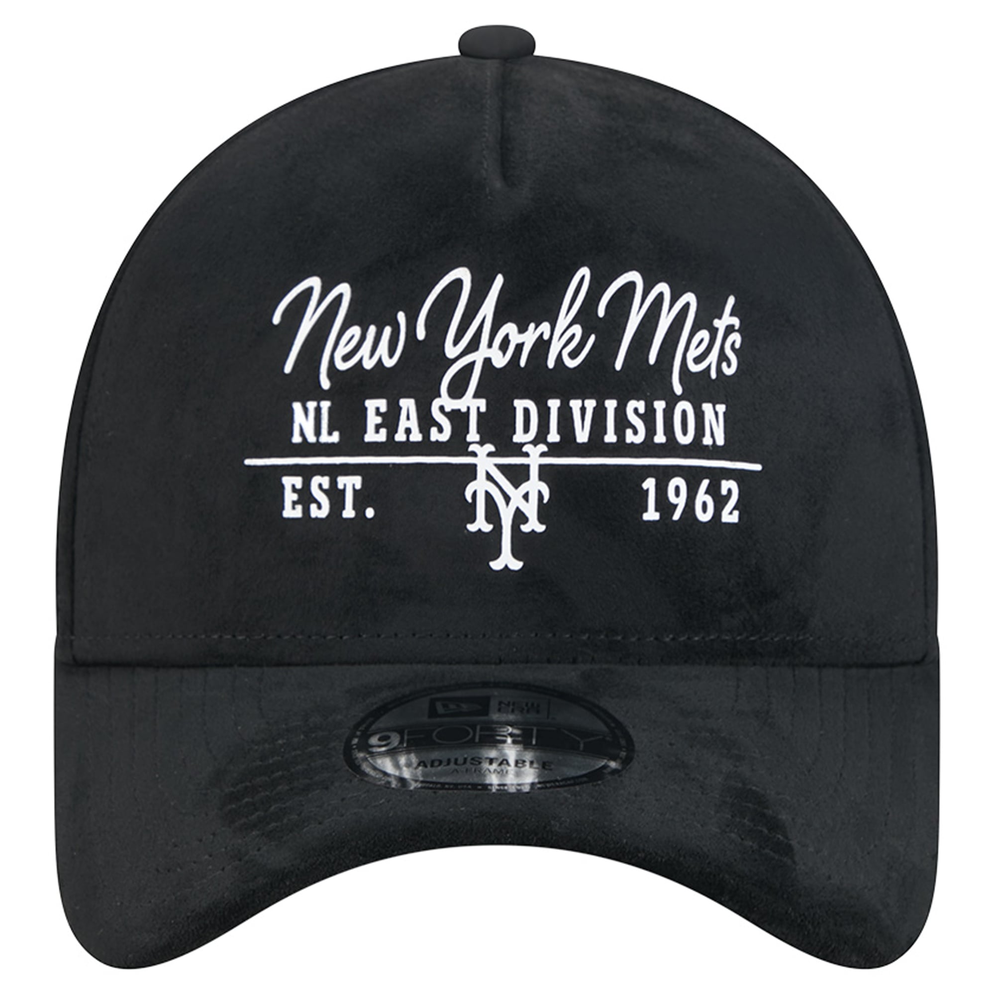 Unisex New Era Black New York Mets Script Text 9FORTY A-Frame Adjustable Hat