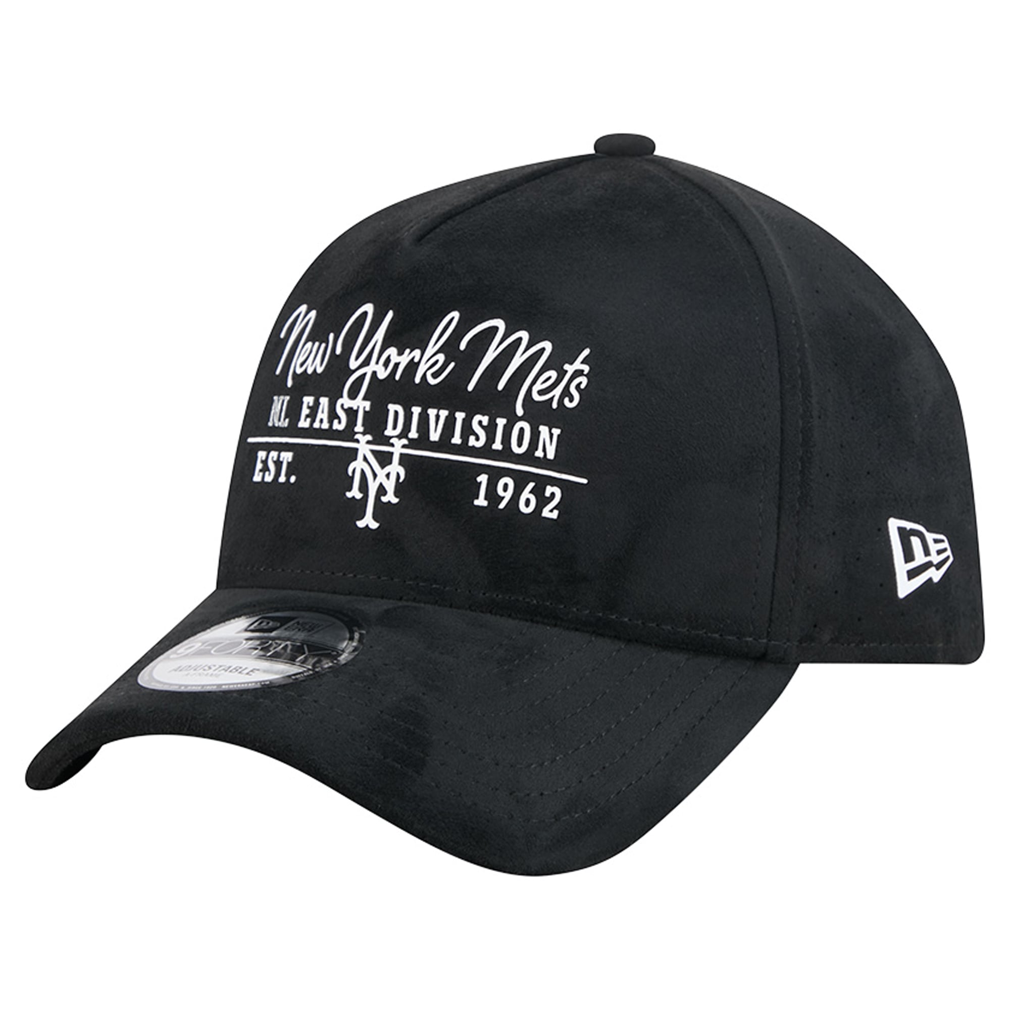 Unisex New Era Black New York Mets Script Text 9FORTY A-Frame Adjustable Hat