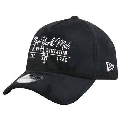 New York Mets New Era Unisex Script Text 9FORTY A-Frame Adjustable Hat - Black