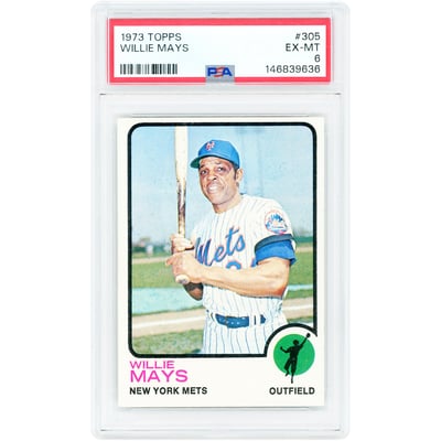 Willie Mays New York Mets 1973 Topps #305 PSA Authenticated 6 Card