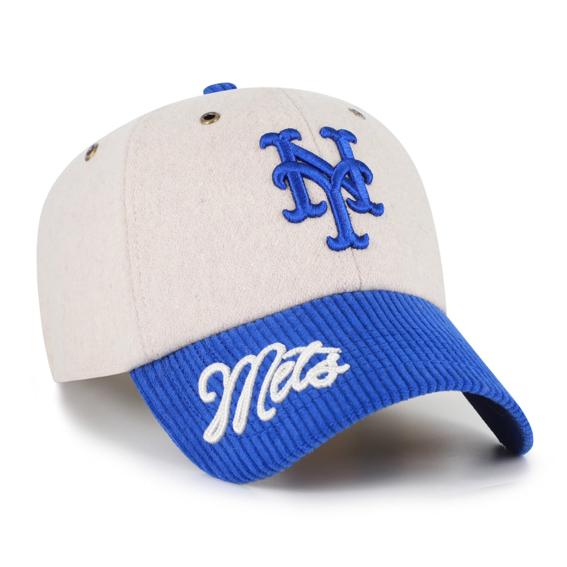 Women's '47 Natural/Royal New York Mets Rope Script Clean Up Adjustable Hat