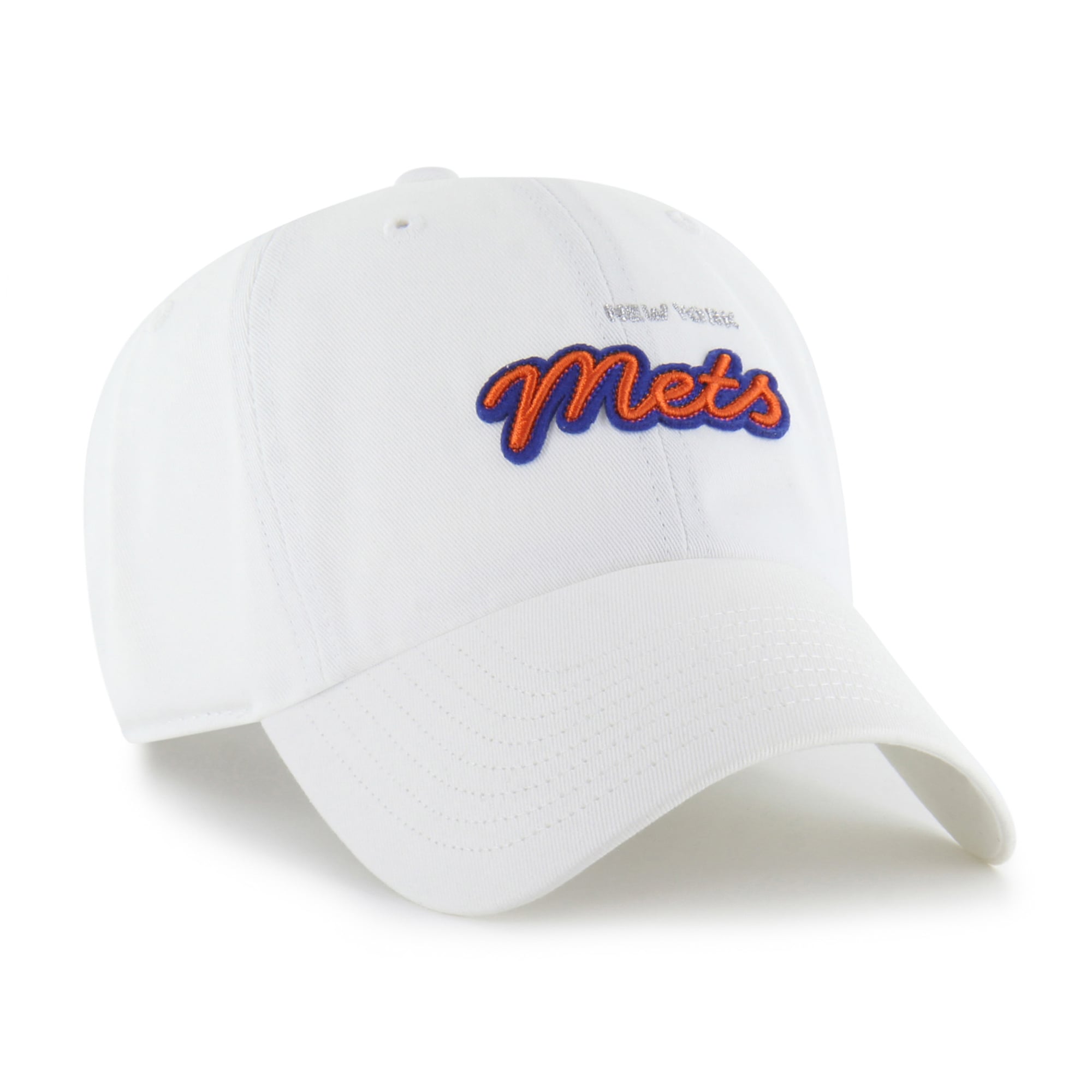 Women's '47 White New York Mets Trendy Script Clean Up Adjustable Hat