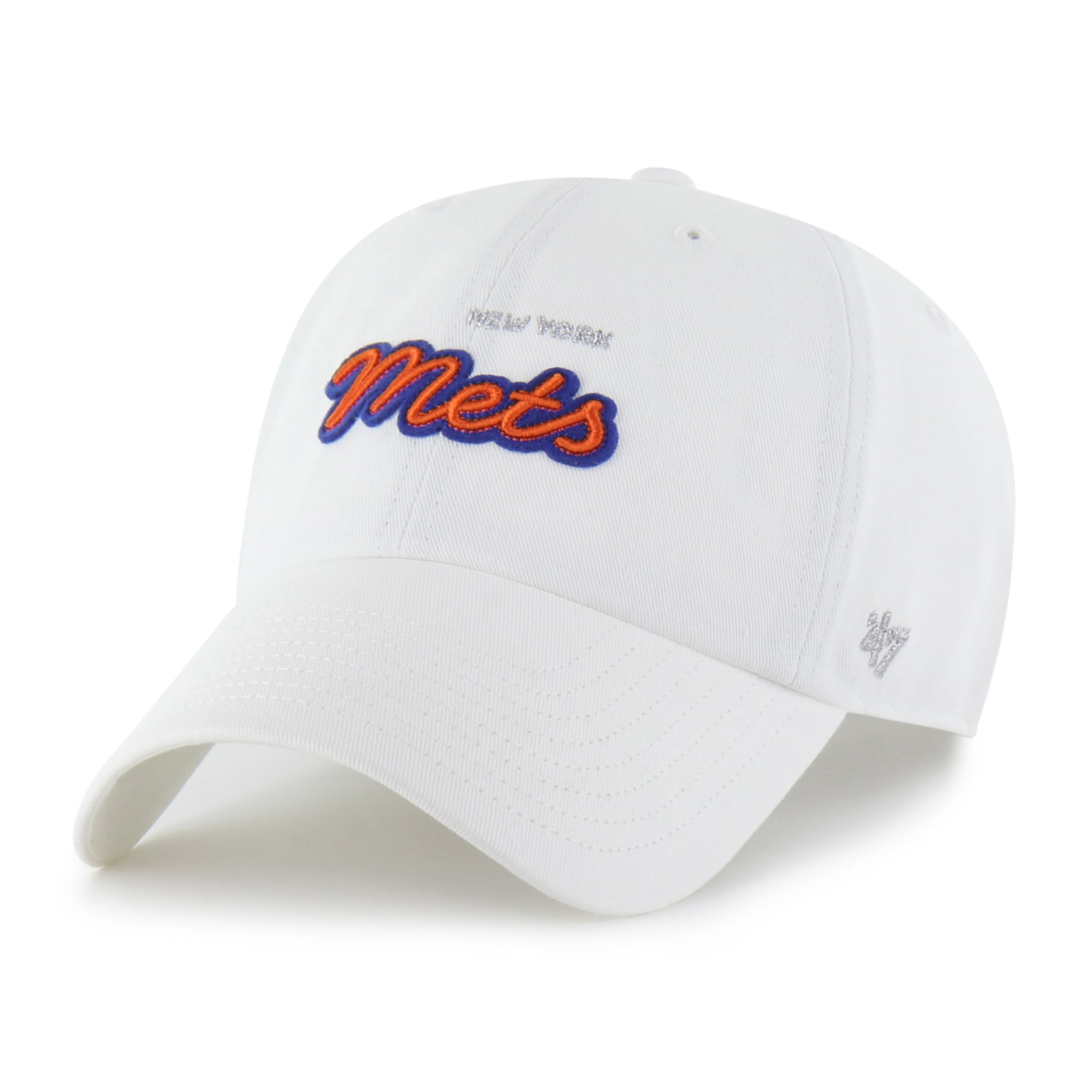 Women's '47 White New York Mets Trendy Script Clean Up Adjustable Hat