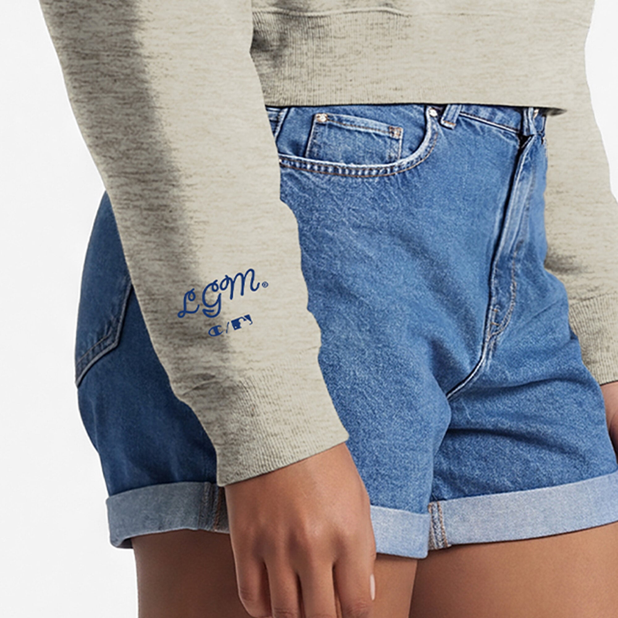 Pull court à col zippé Champion crème New York Mets Triumph en polaire tri-blend pour femme