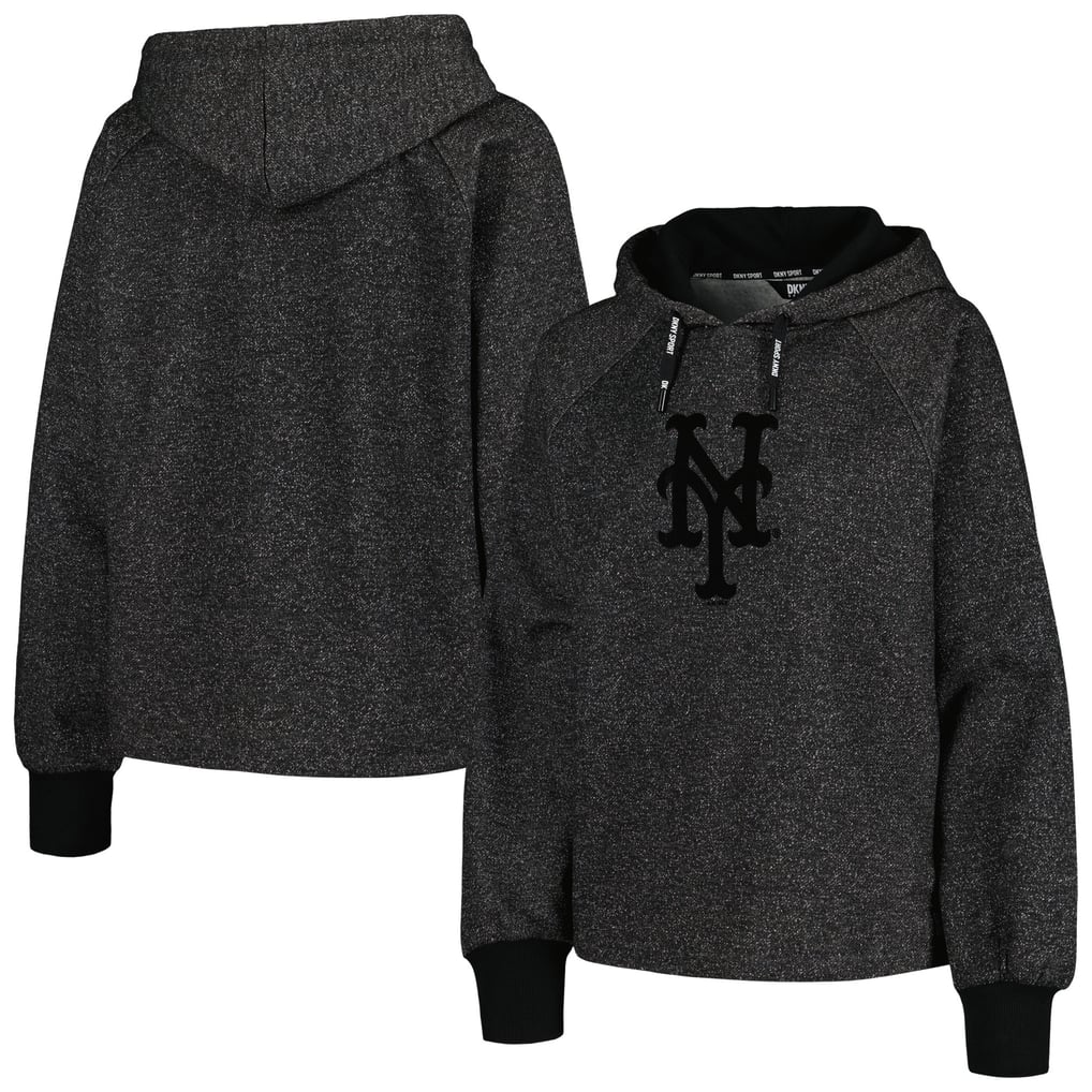 New York Mets DKNY Sport Women's Debbie Dolman Raglan Pullover Hoodie - Black