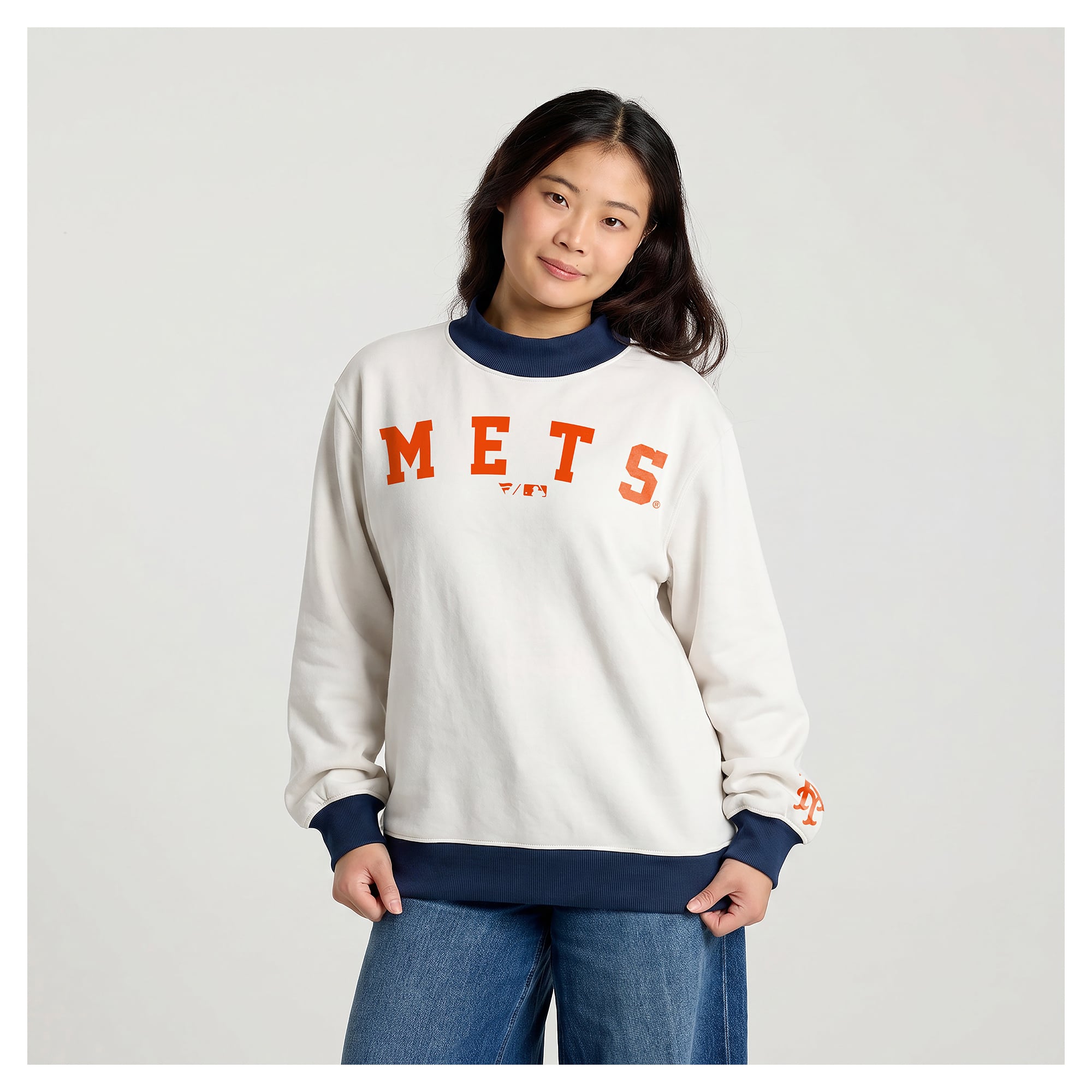Sweat-shirt crème New York Mets pour femmes de Fanatics