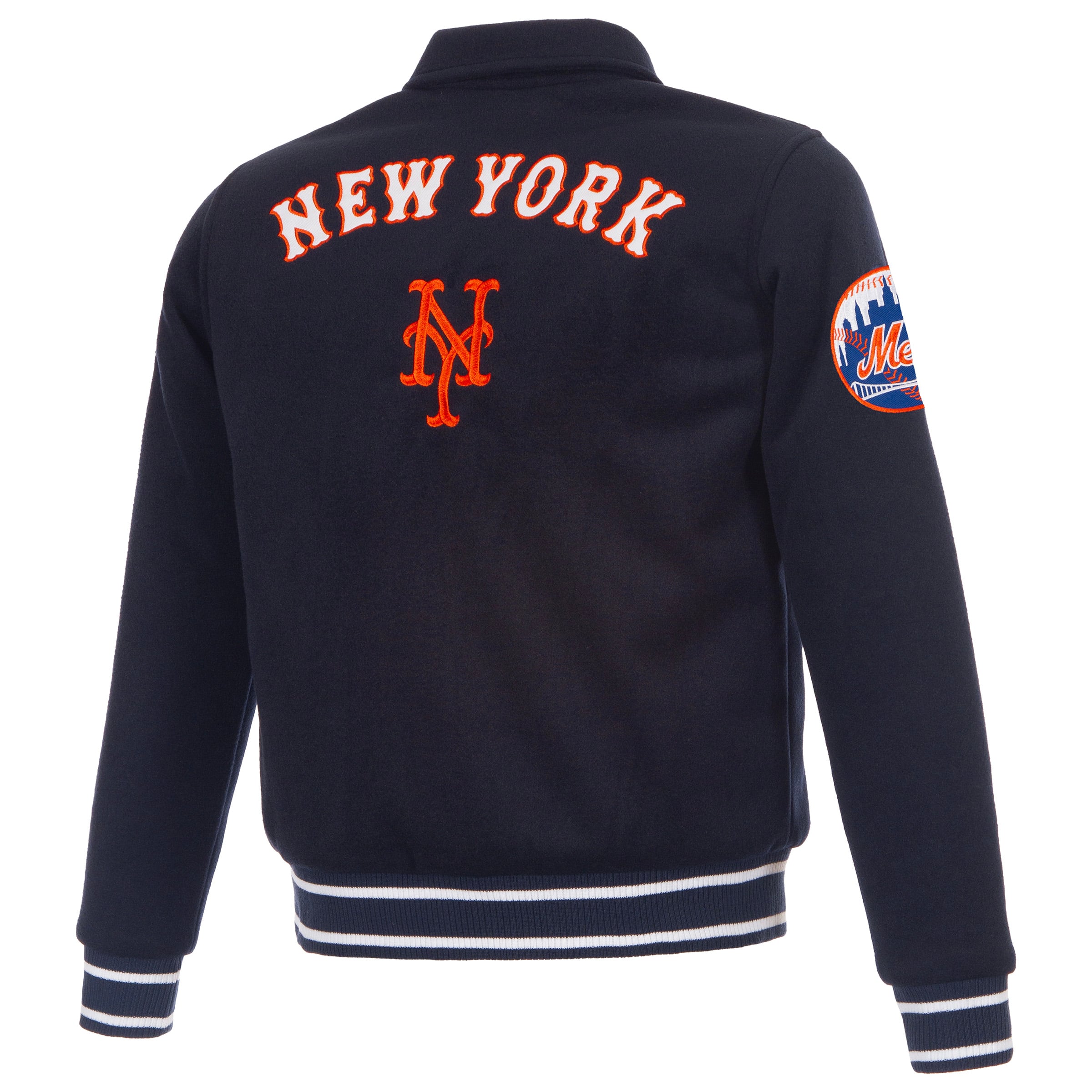 Veste réversible en laine à boutons-pression pour femme JH Design New York Mets bleu marine
