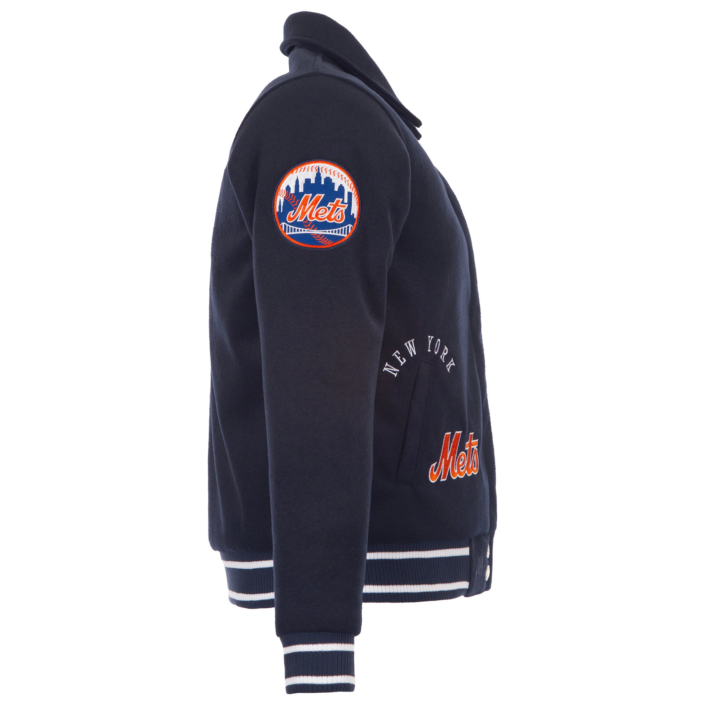 Veste réversible en laine à boutons-pression pour femme JH Design New York Mets bleu marine