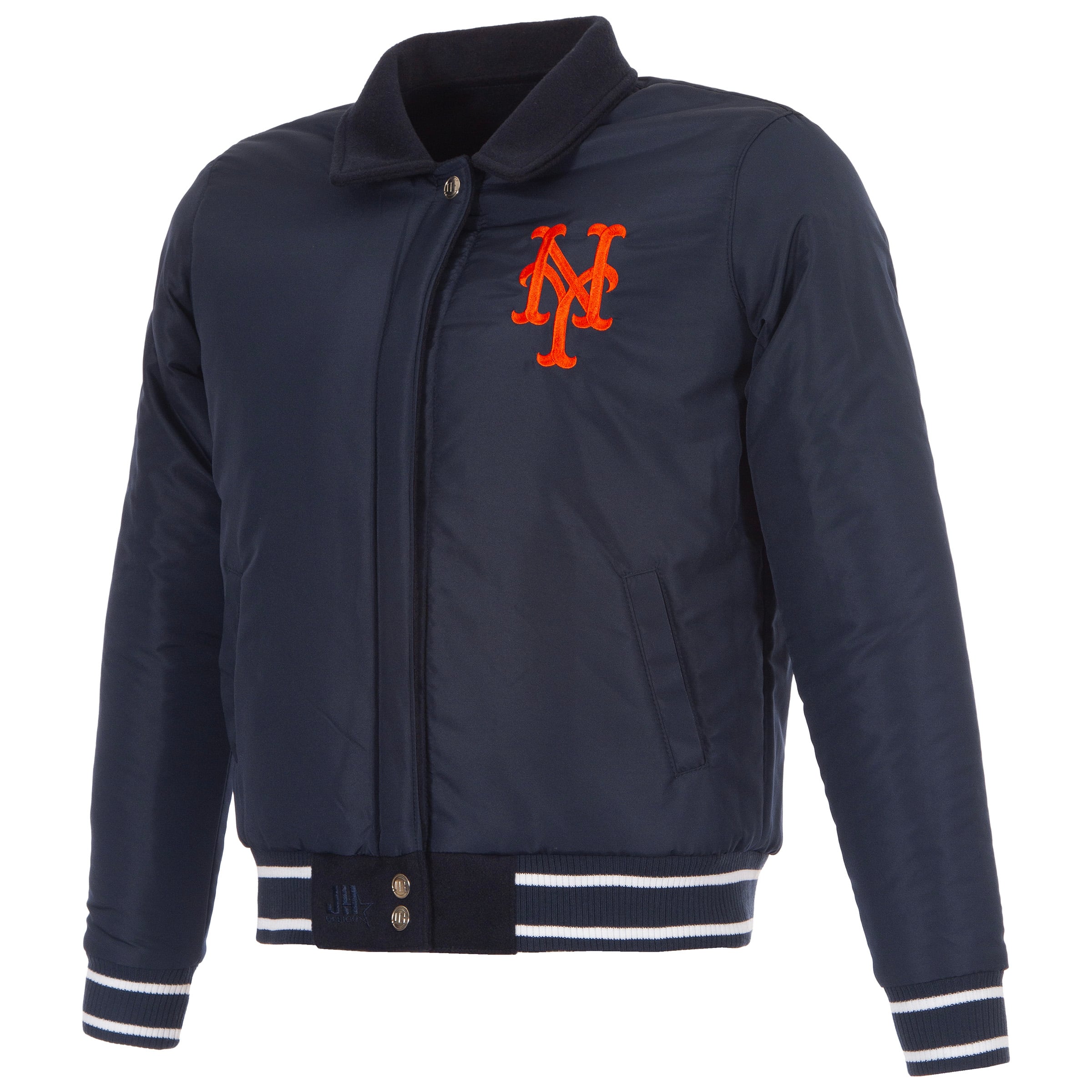 Veste réversible en laine à boutons-pression pour femme JH Design New York Mets bleu marine