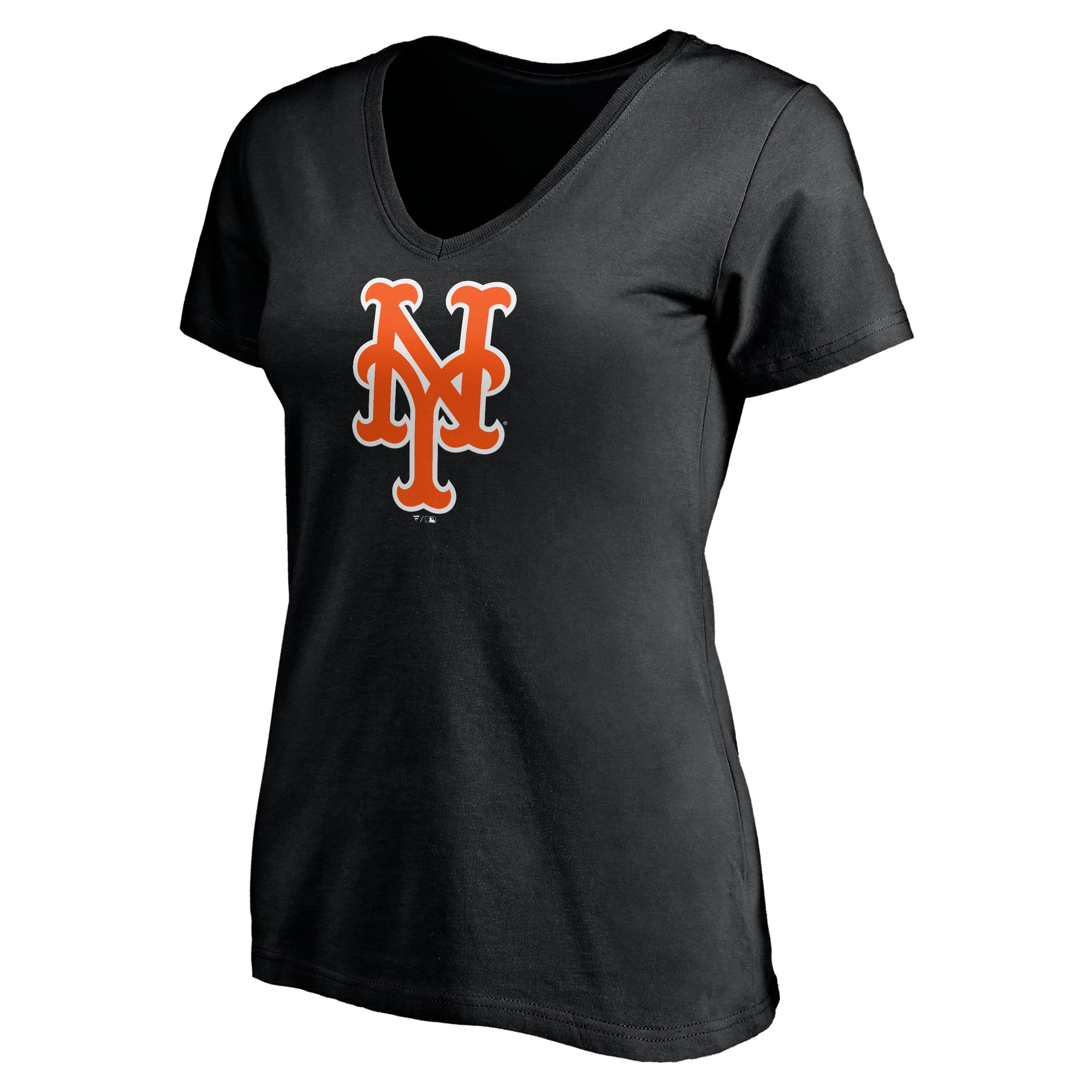 T-shirt de sport à col en V pour femme, logo royal des Mets New York (logo officiel)
