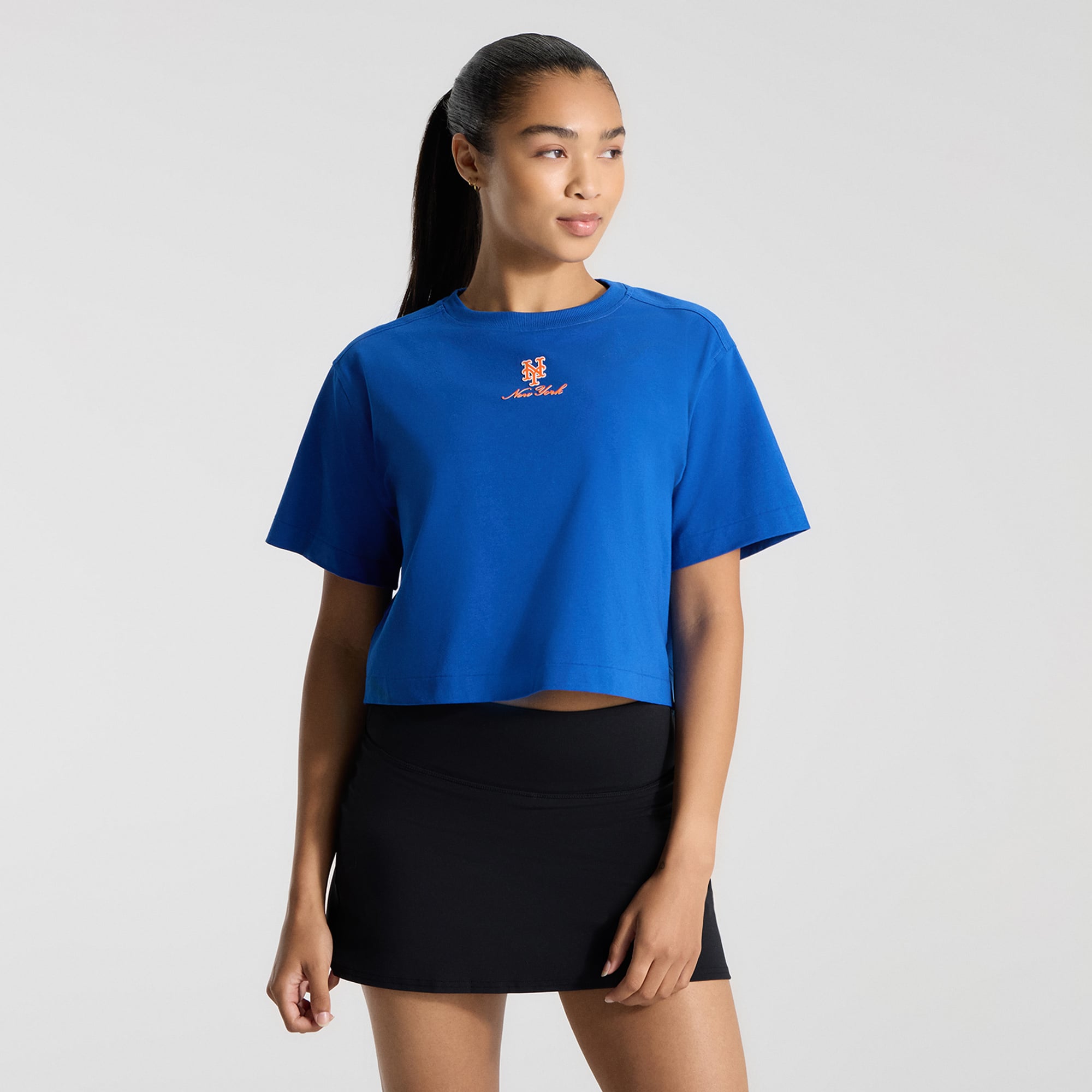 T-shirt court en coton biologique lululemon Cyber ​​Blue New York Mets All Yours pour femme