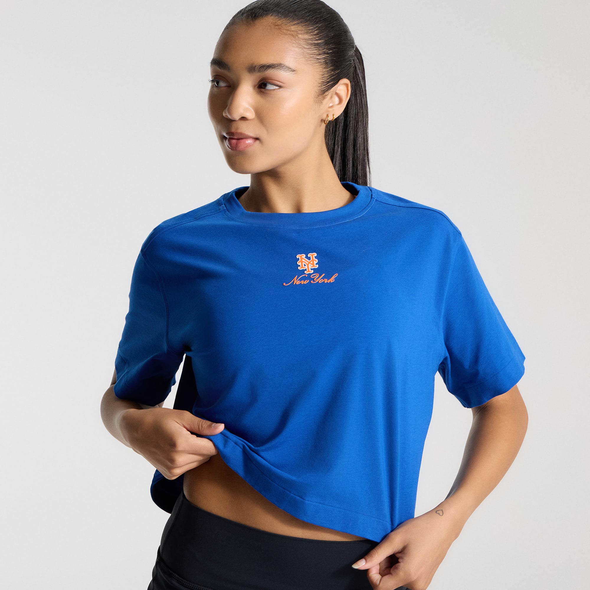 T-shirt court en coton biologique lululemon Cyber ​​Blue New York Mets All Yours pour femme