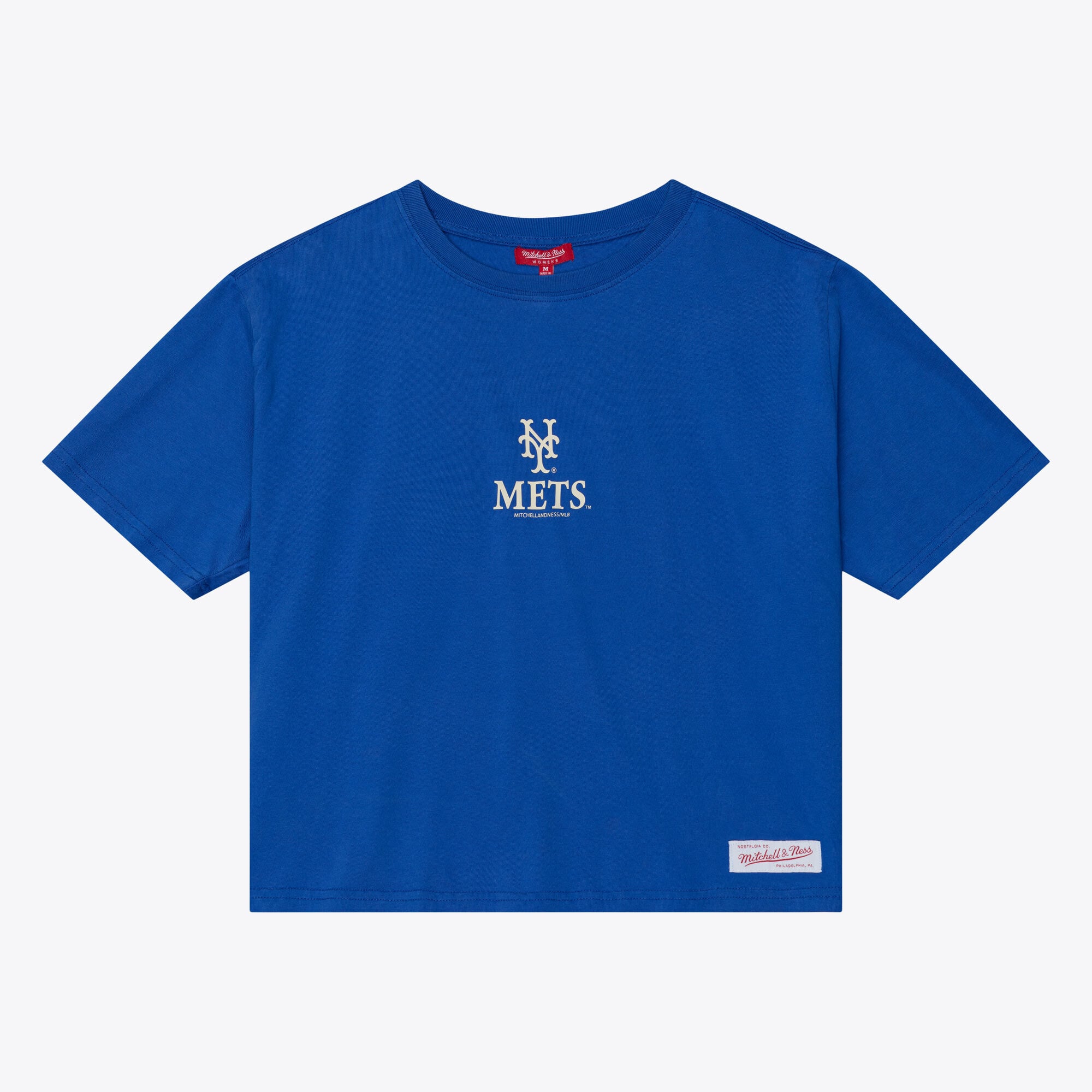 T-shirt court à manches carrées Mitchell & Ness Royal New York Mets pour femmes