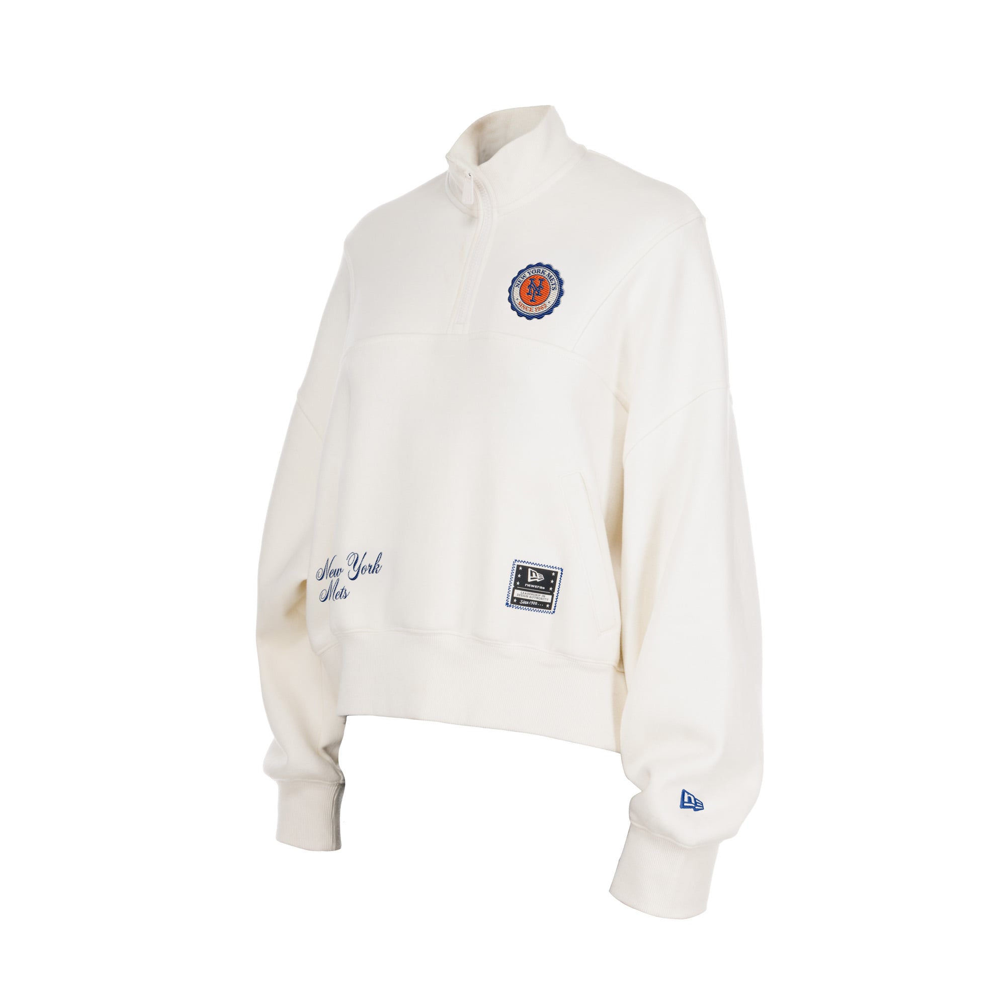 Women's New Era Light Beige York Mets Dune Dust Quarter-Zip Fleece