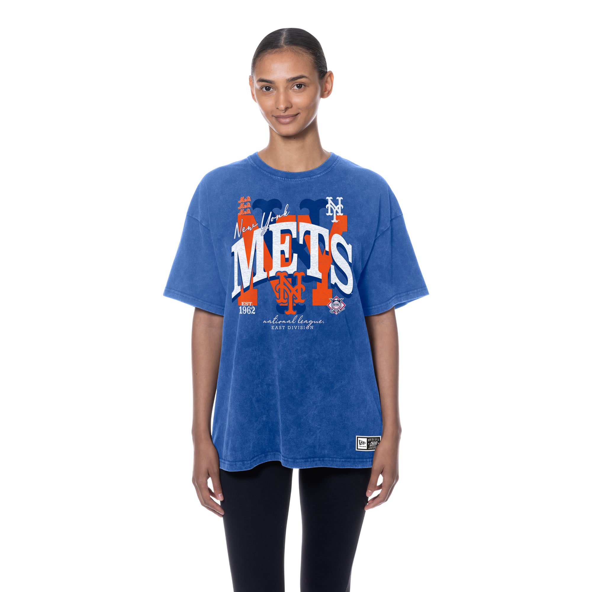 Women's New Era Royal York Mets Throwback Mineral Wash Boyfriend T-Shirt