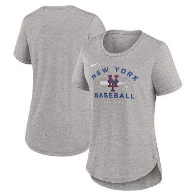 New York Mets Nike Women's Hot Prospect Tri-Blend T-Shirt - Heather Gray
